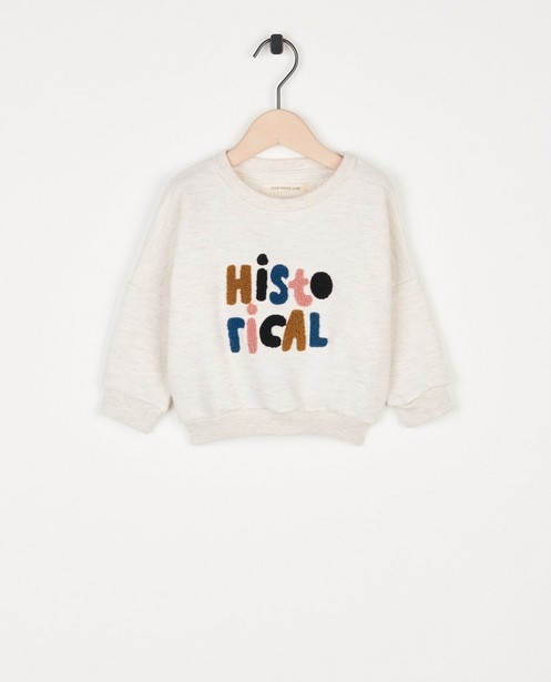 Beige sweater met opschrift Your Wishes - in bouclé - Your Wishes