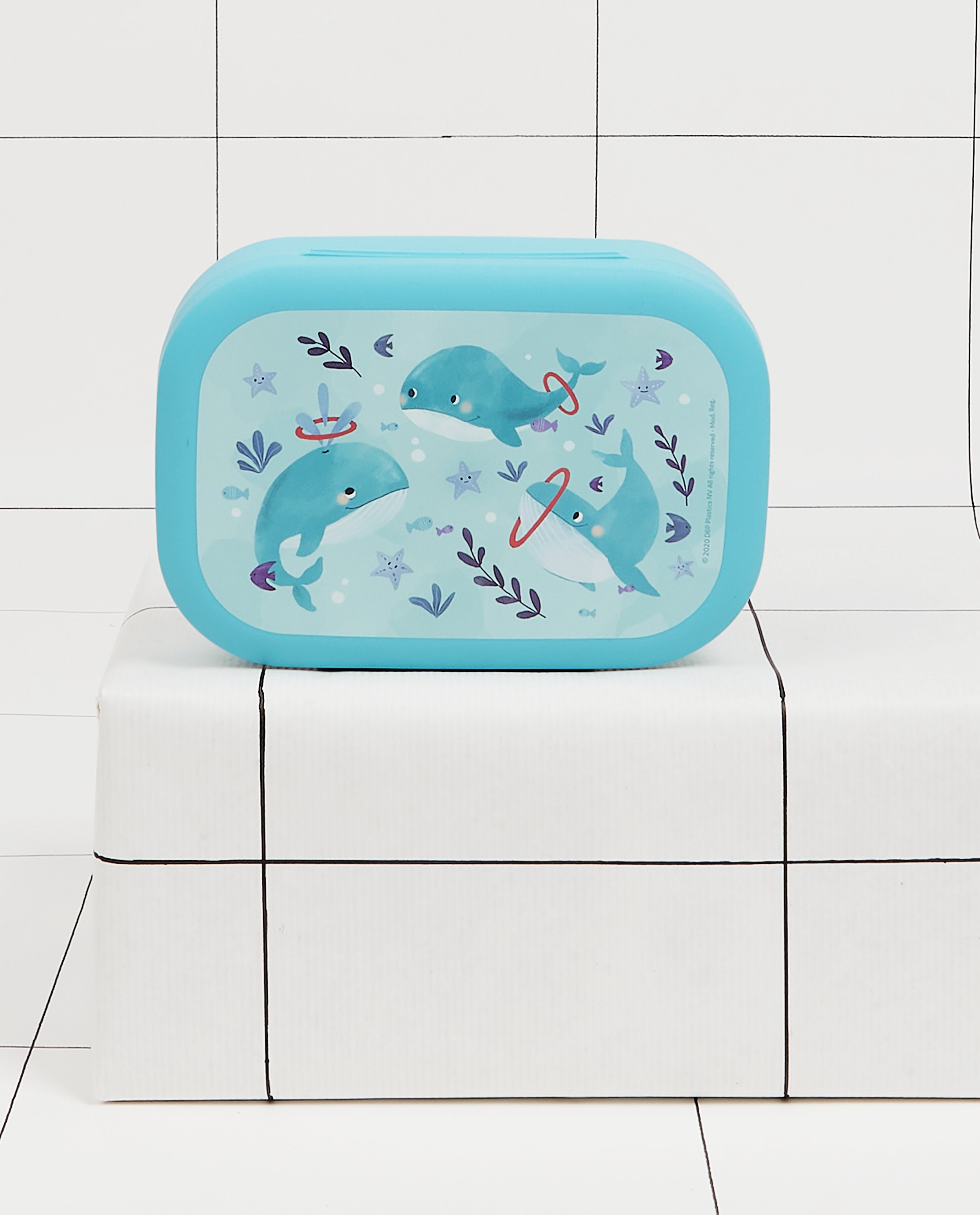 Blauwe lunchbox Amuse Your Day - met walvisprint - JBC