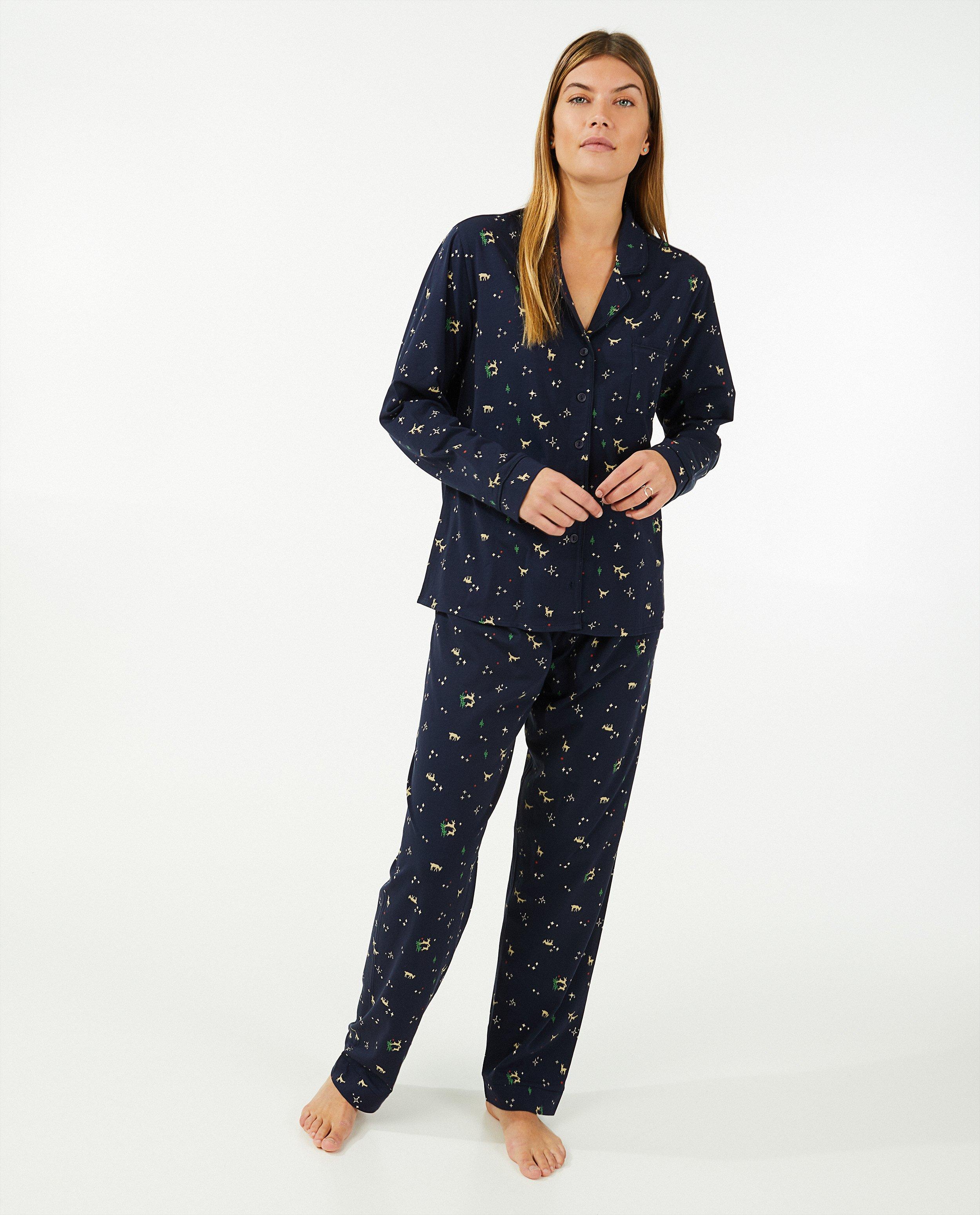 Blauwe kerstpyjama, dames - Product Detail - donkerblauw - afbeelding nummer 3