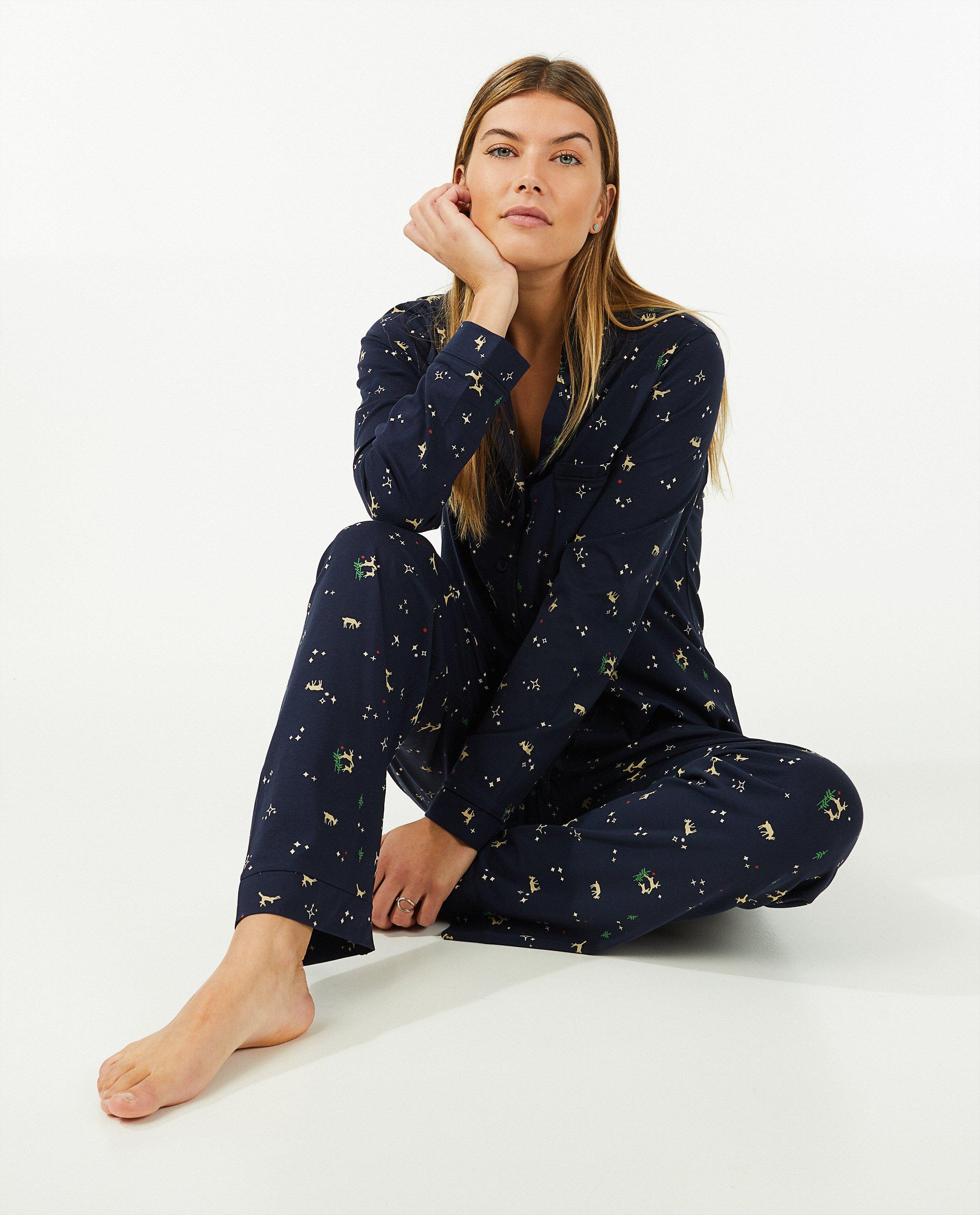 Blauwe kerstpyjama, dames - Product Detail - donkerblauw - afbeelding nummer 4