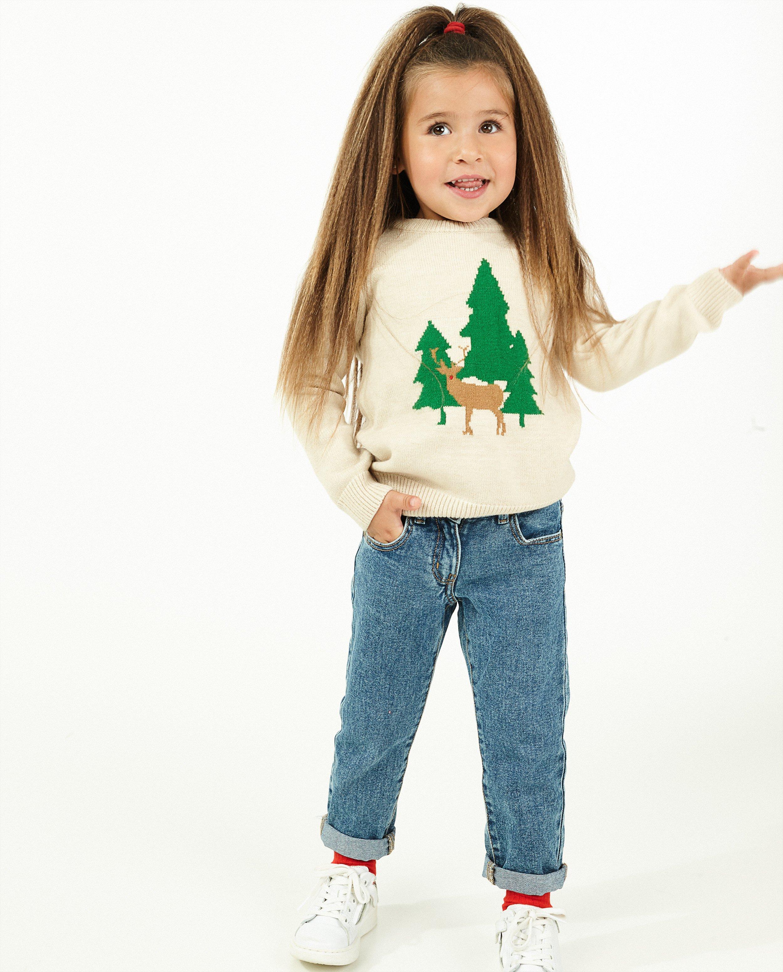 Beige unisex kersttrui, 2-7 jaar - null - Familystories