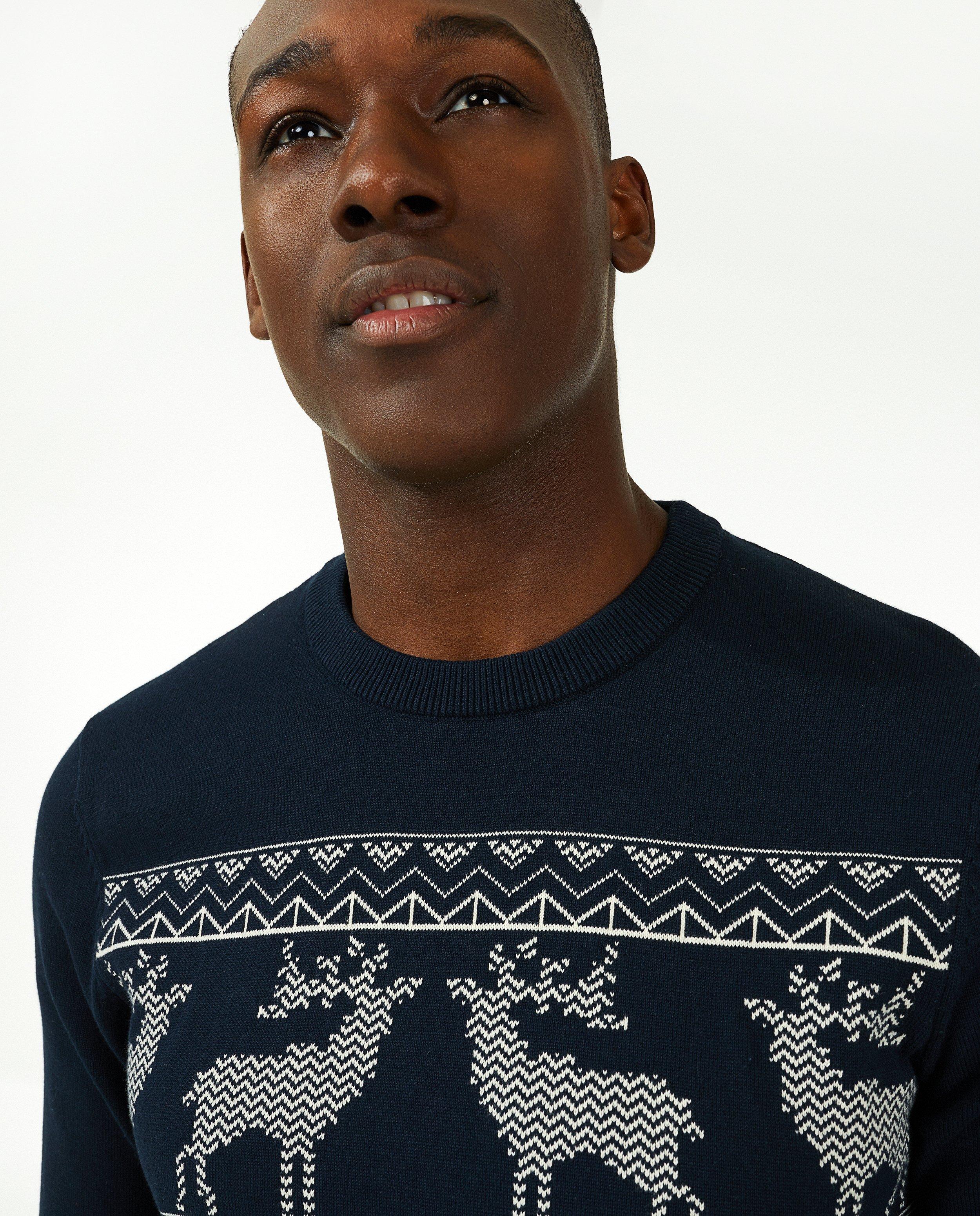 Blauwe kersttrui, heren - Product Detail - donkerblauw - afbeelding nummer 1