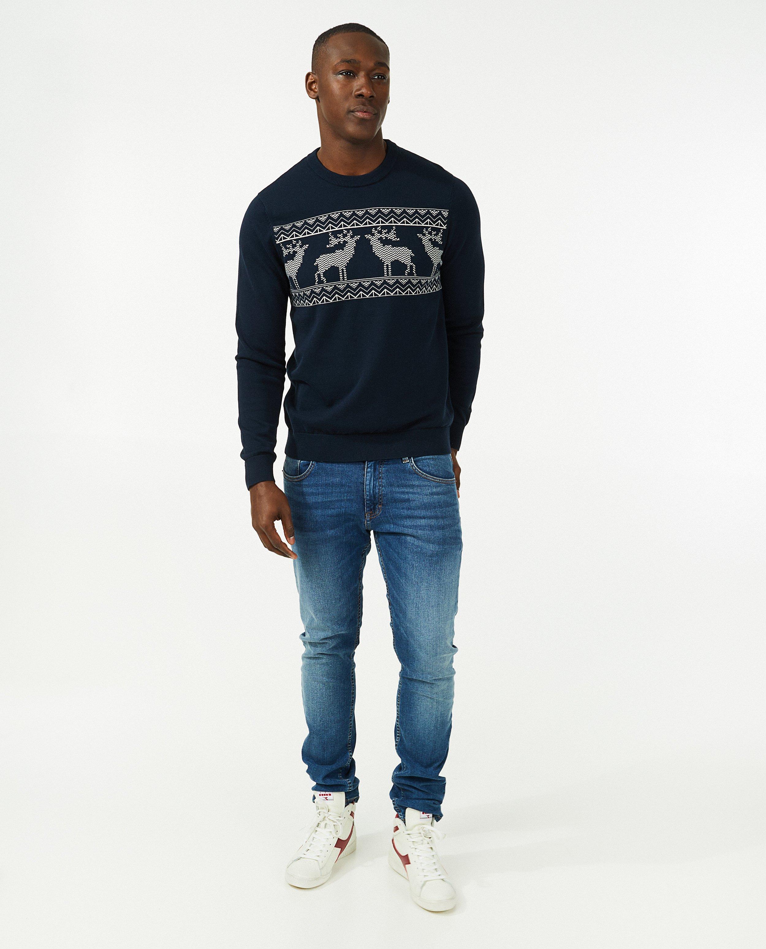 Blauwe kersttrui, heren - Product Detail - donkerblauw - afbeelding nummer 4