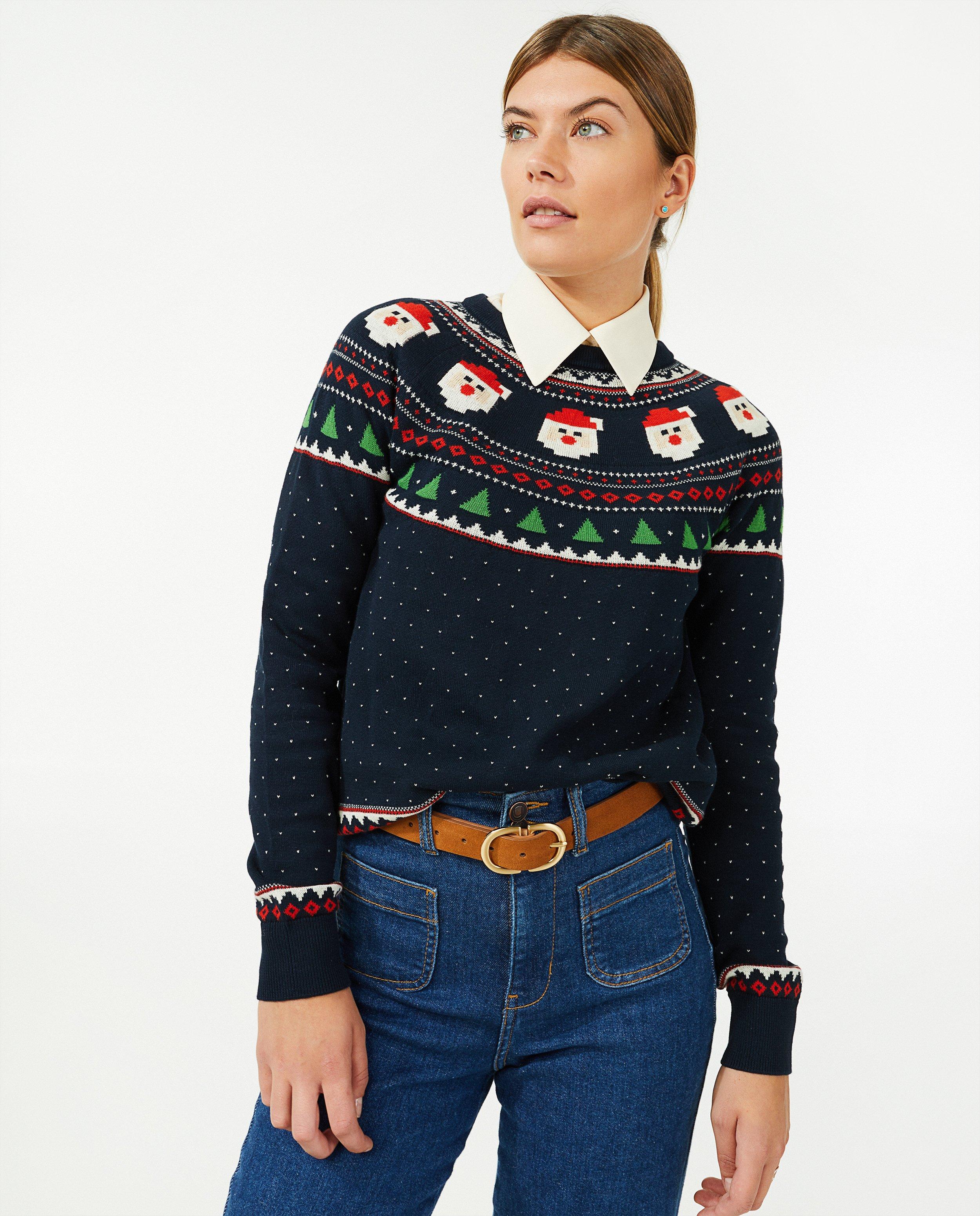 Truien - Blauwe kersttrui, dames