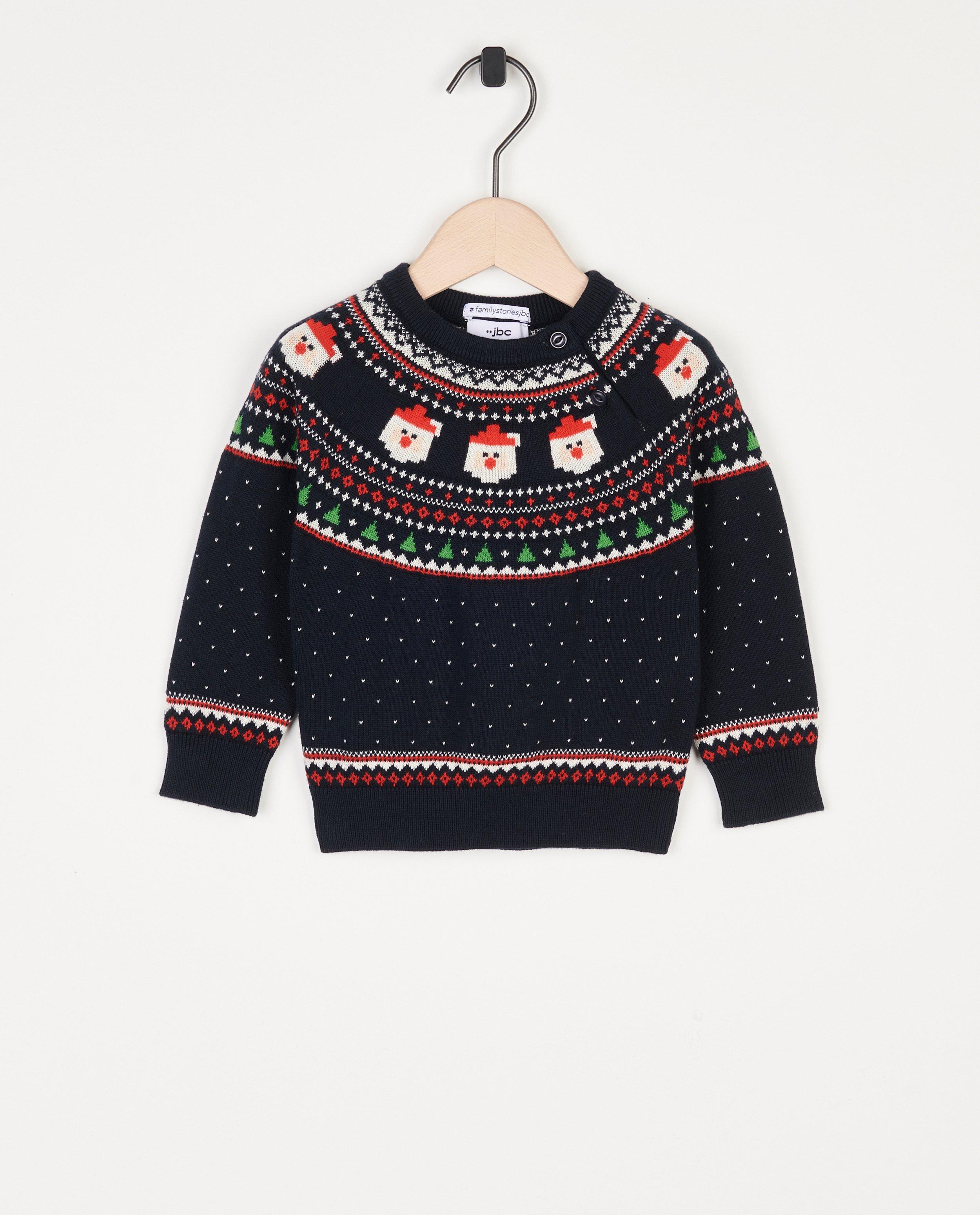 Pull de Noël bleu, bébés - null - Familystories