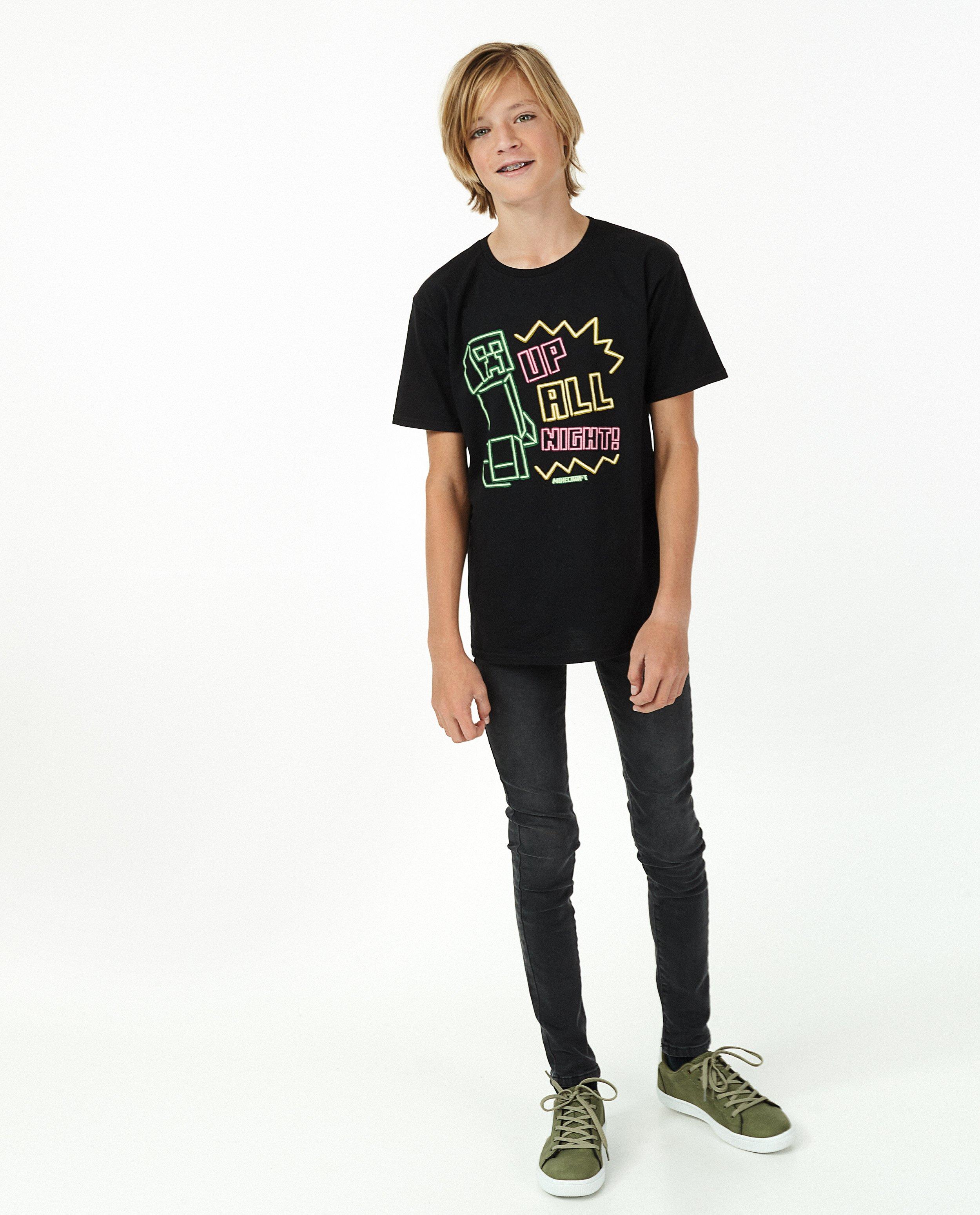 Zwart T-shirt met Minecraft-print - stretch - Minecraft