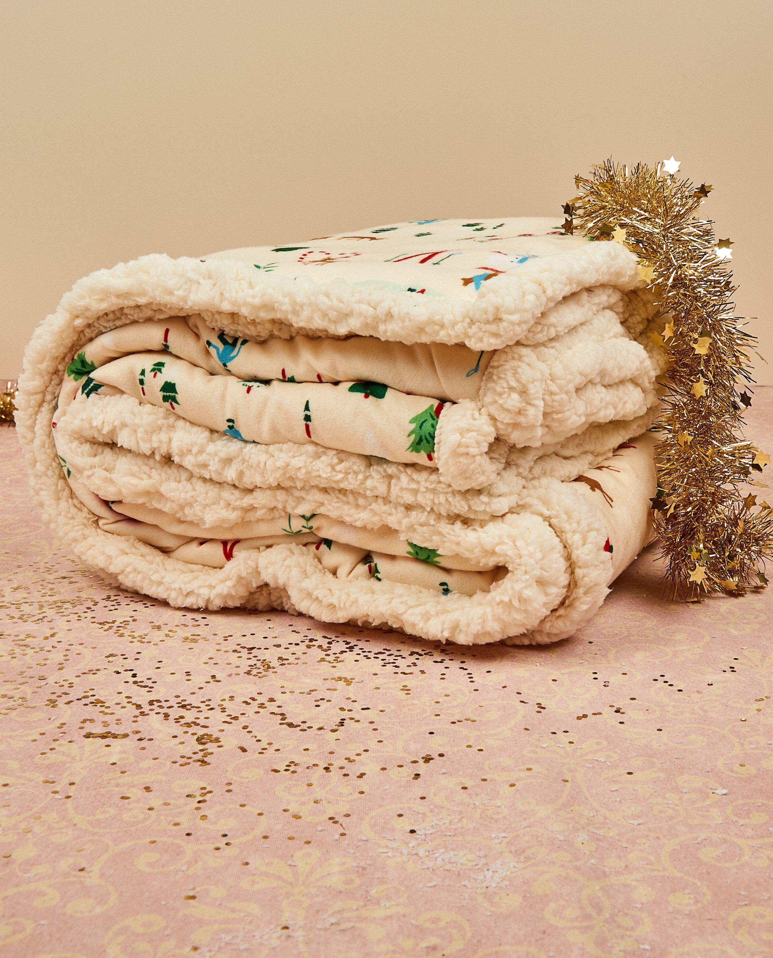 Gadgets - Beige kerstdekentje van fleece