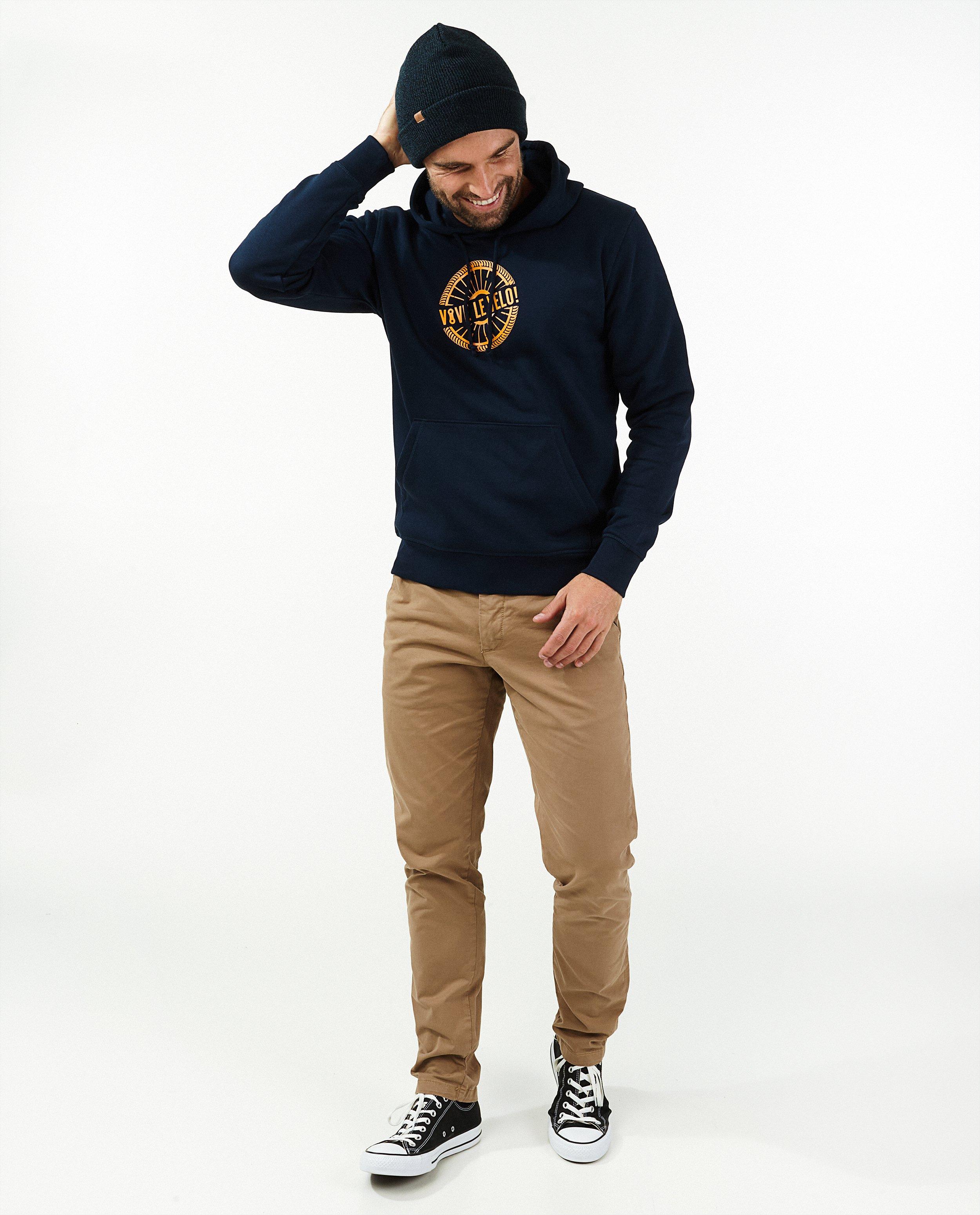 Donkerblauwe hoodie met print Vive le vélo - oranje - Vive le vélo