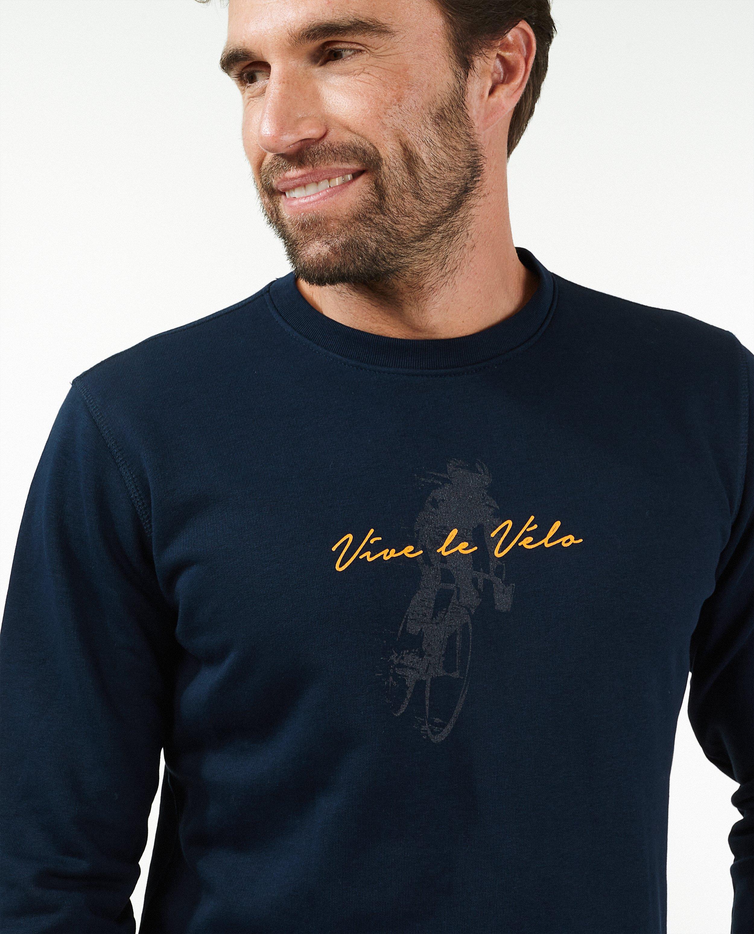 Sweaters - Donkerblauwe sweater met print Vive le vélo