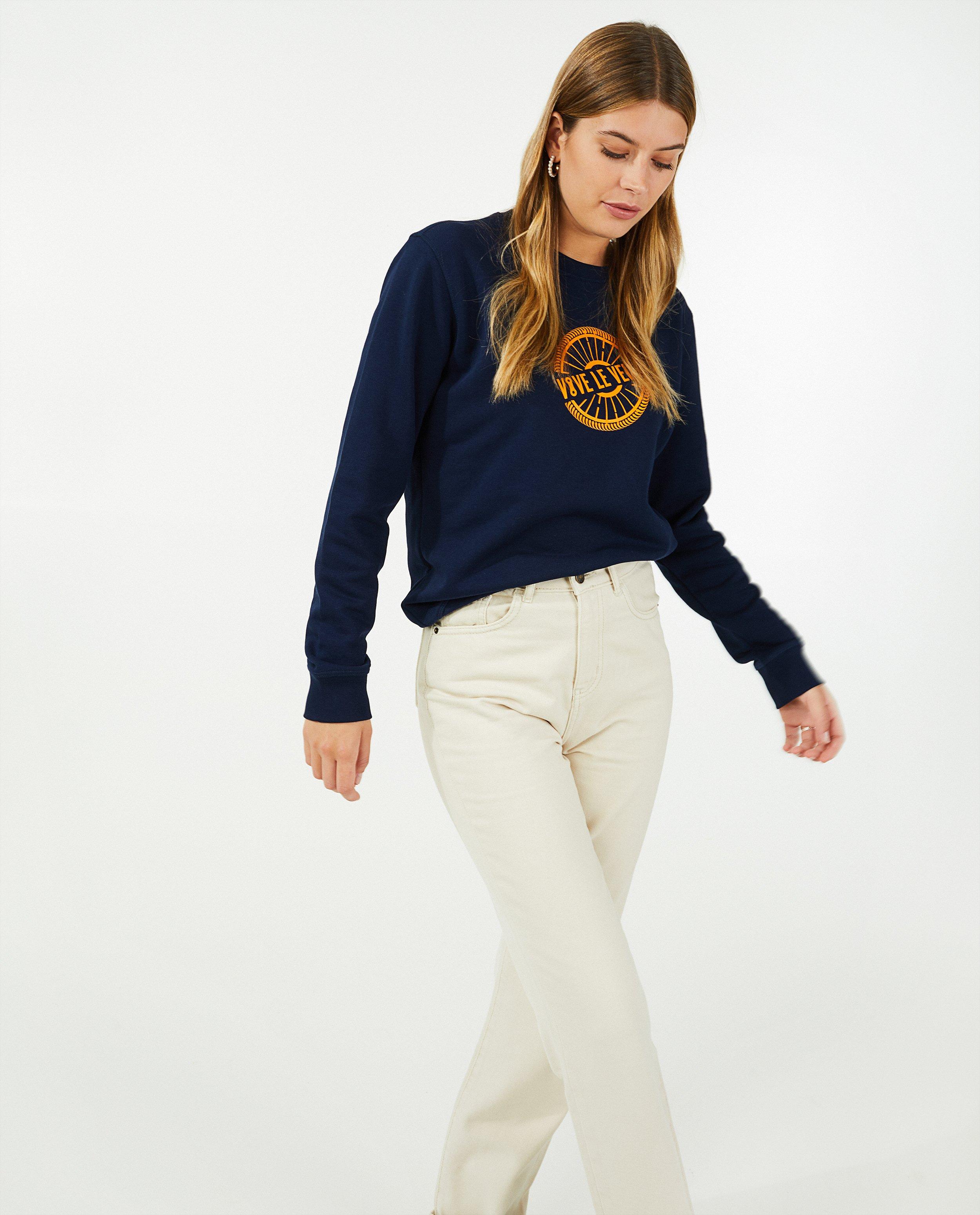 Donkerblauwe sweater met print Vive le vélo - null - Vive le vélo