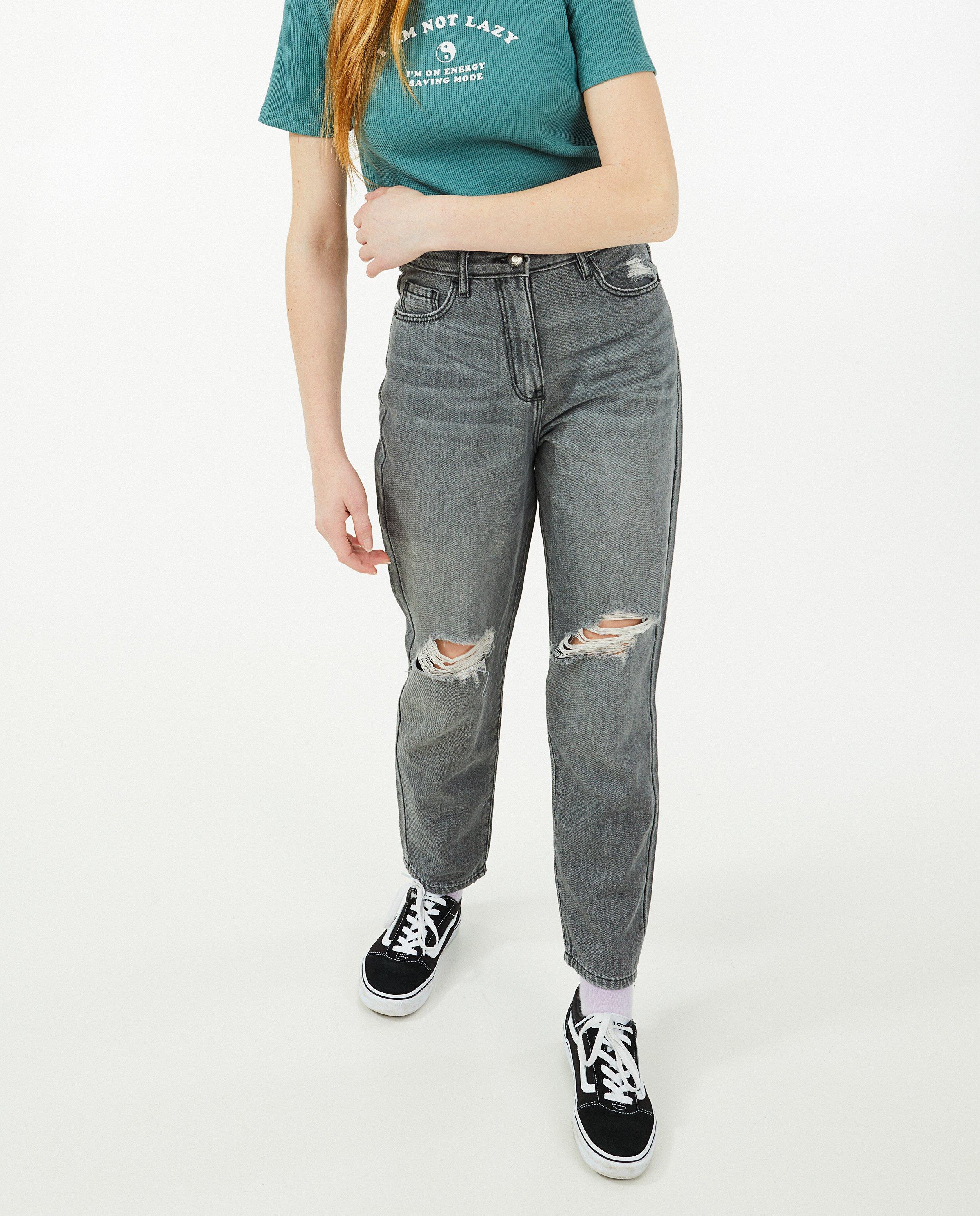 Jeans - Donkergrijze mom jeans Renee