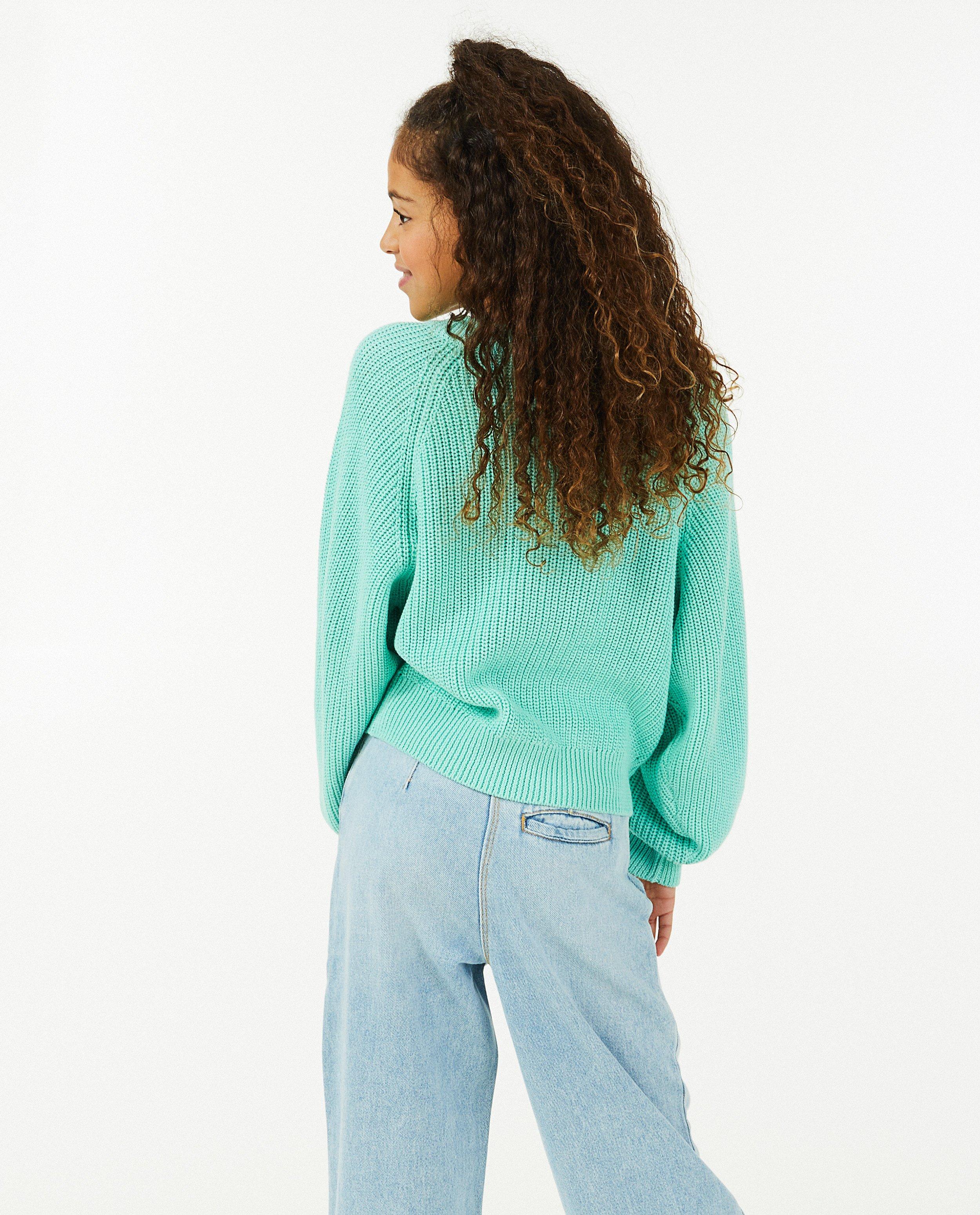 Truien - Mintgroene trui met rib