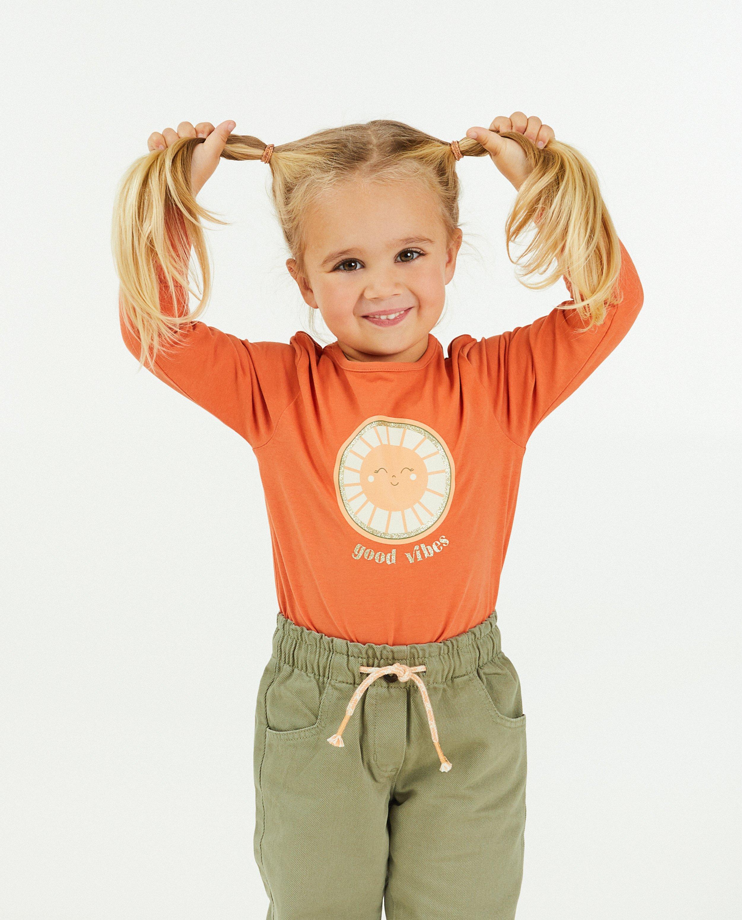 T-shirts - T-shirt orange à manches longues, imprimé