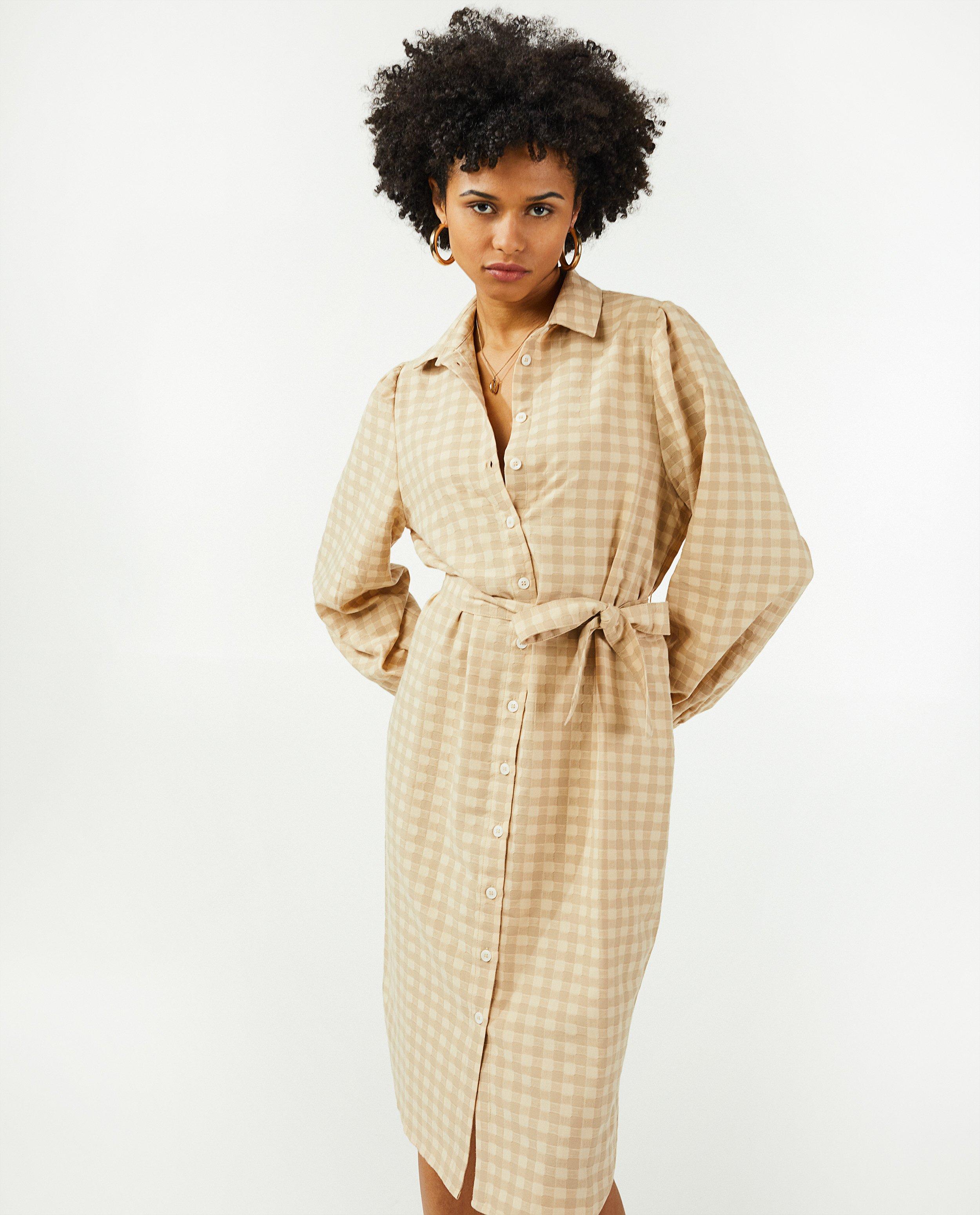 Robe beige à carreaux Sora - null - Sora