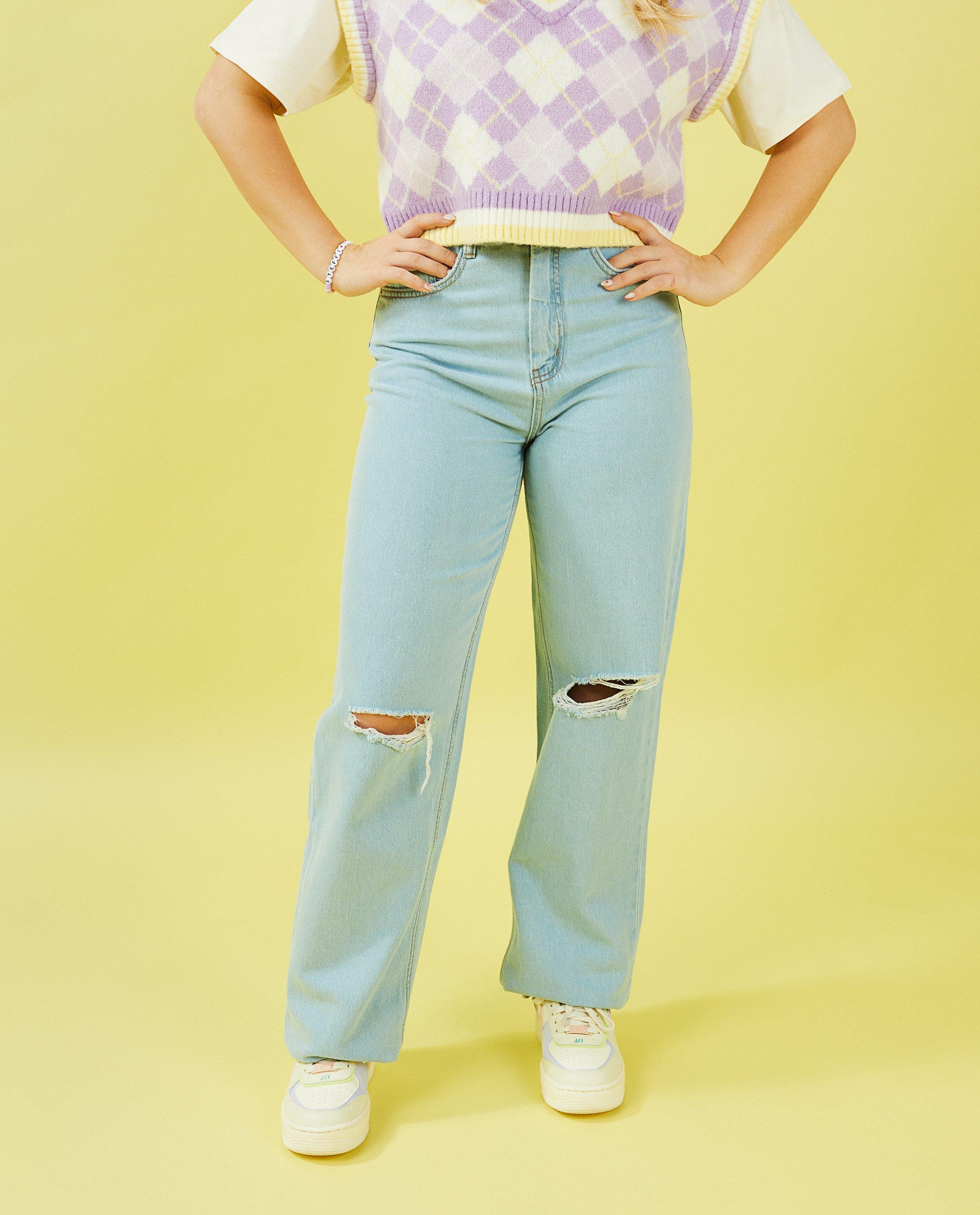 Lichtblauwe jeans, flared fit - null - Steffi Mercie