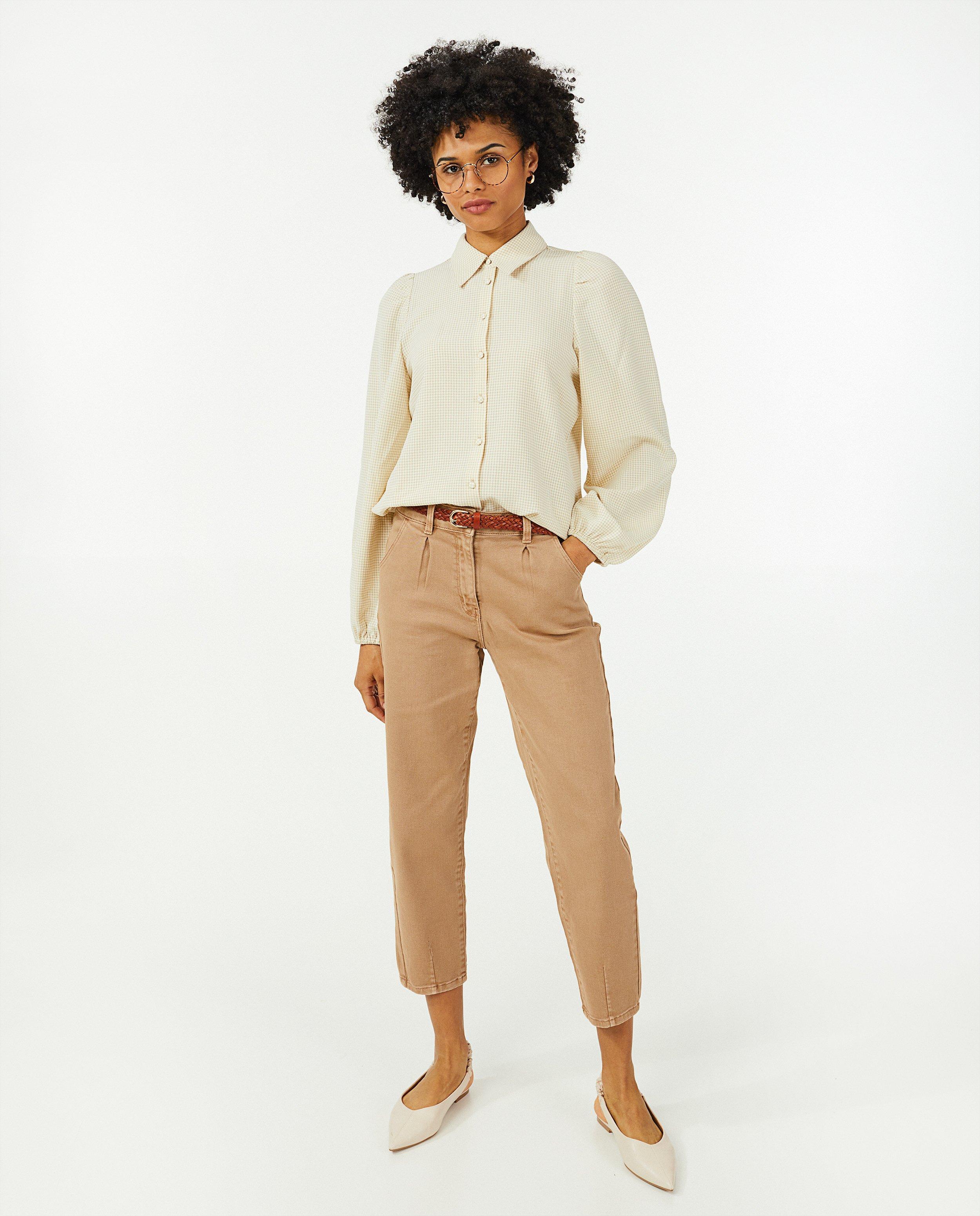 Hemden - Beige hemd met ruitjes Sora