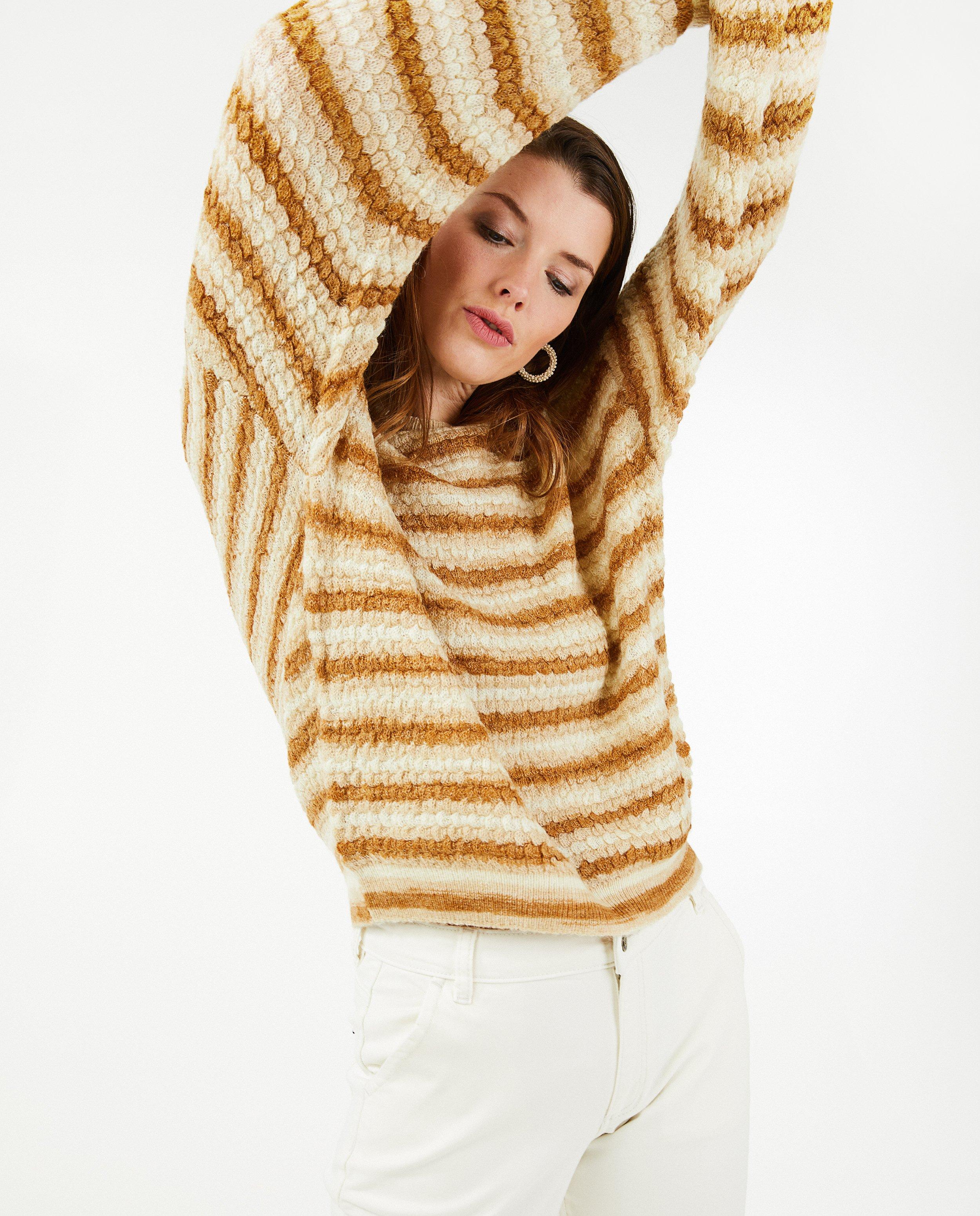 Truien - Beige trui met strepen Sora