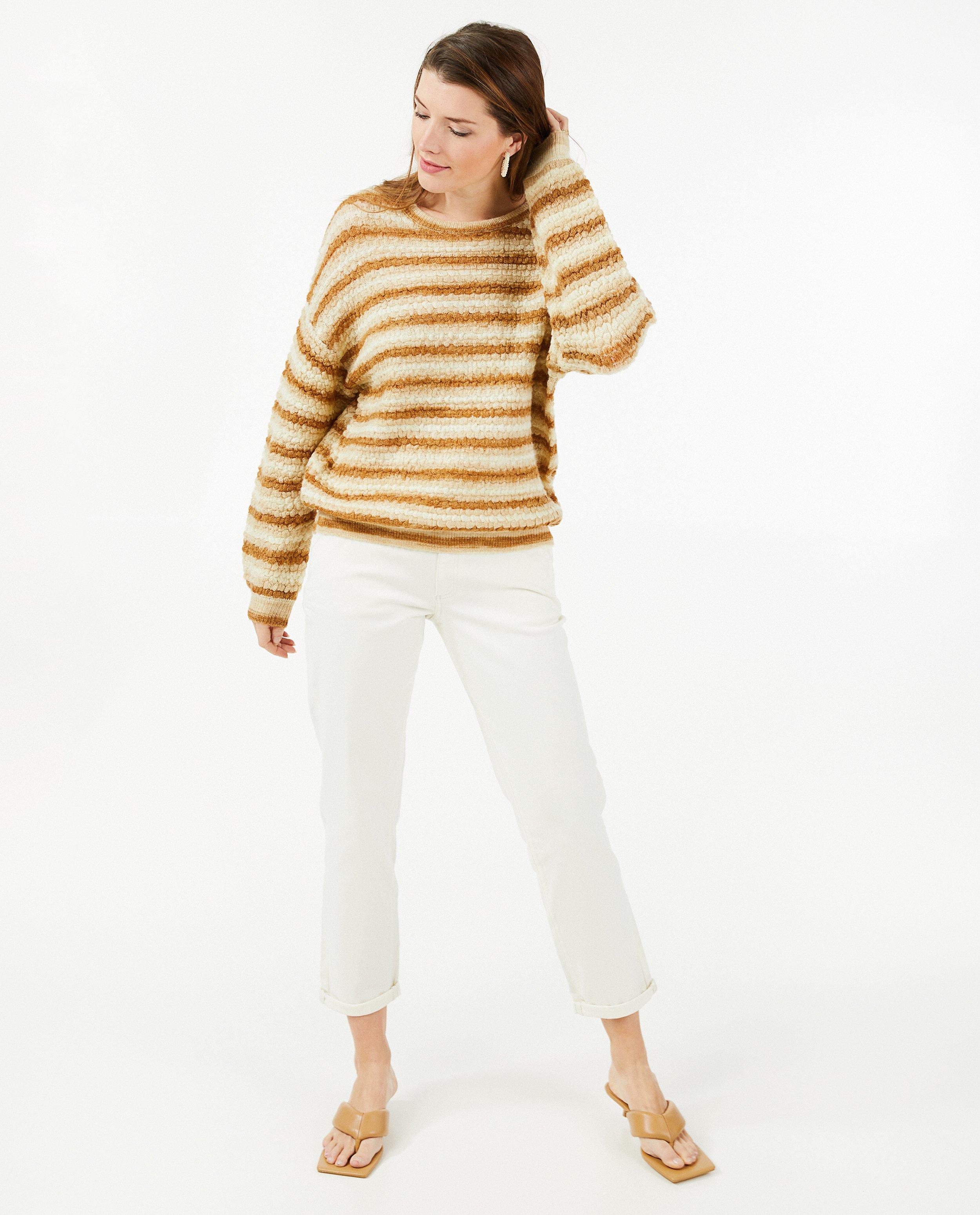 Truien - Beige trui met strepen Sora