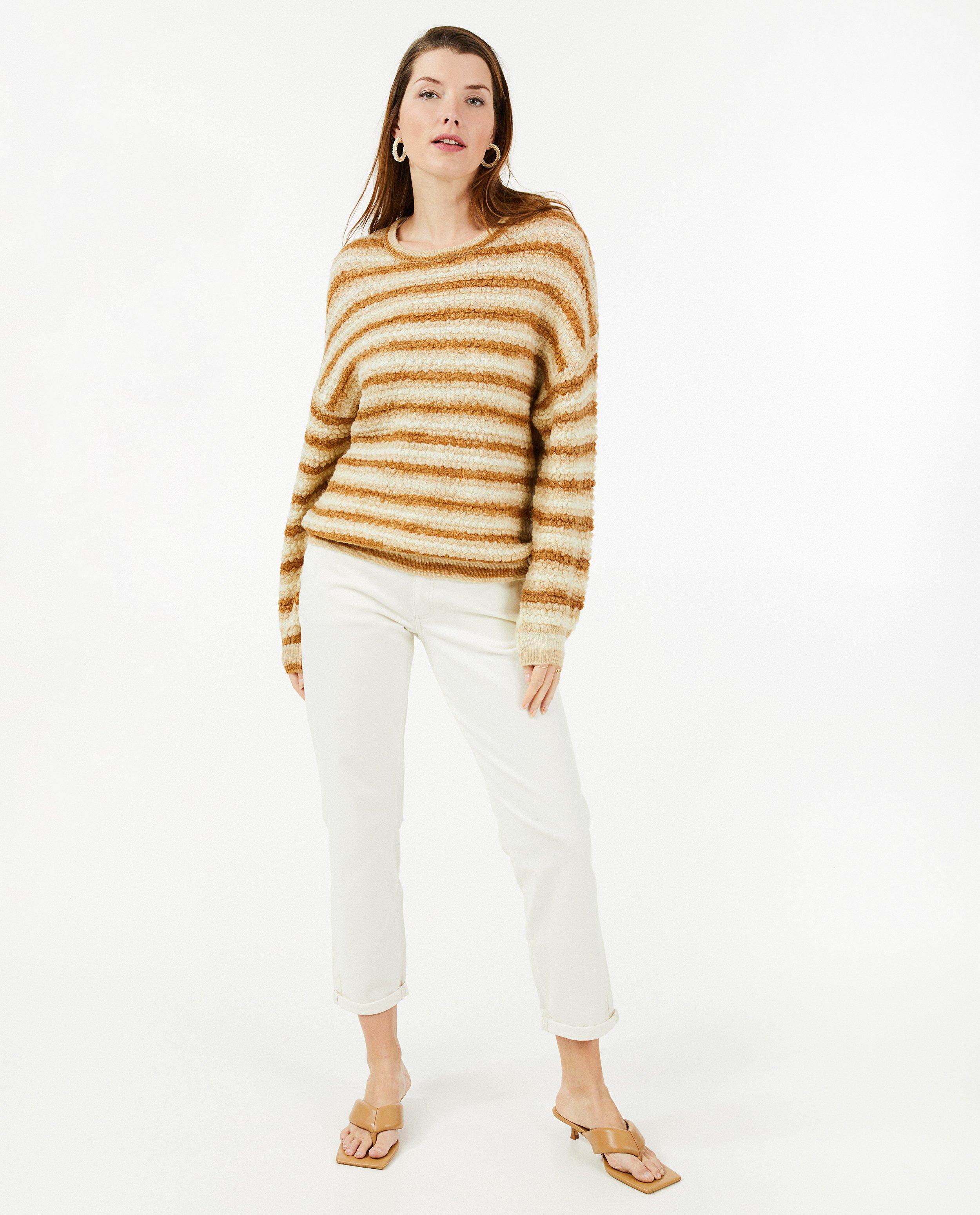 Truien - Beige trui met strepen Sora