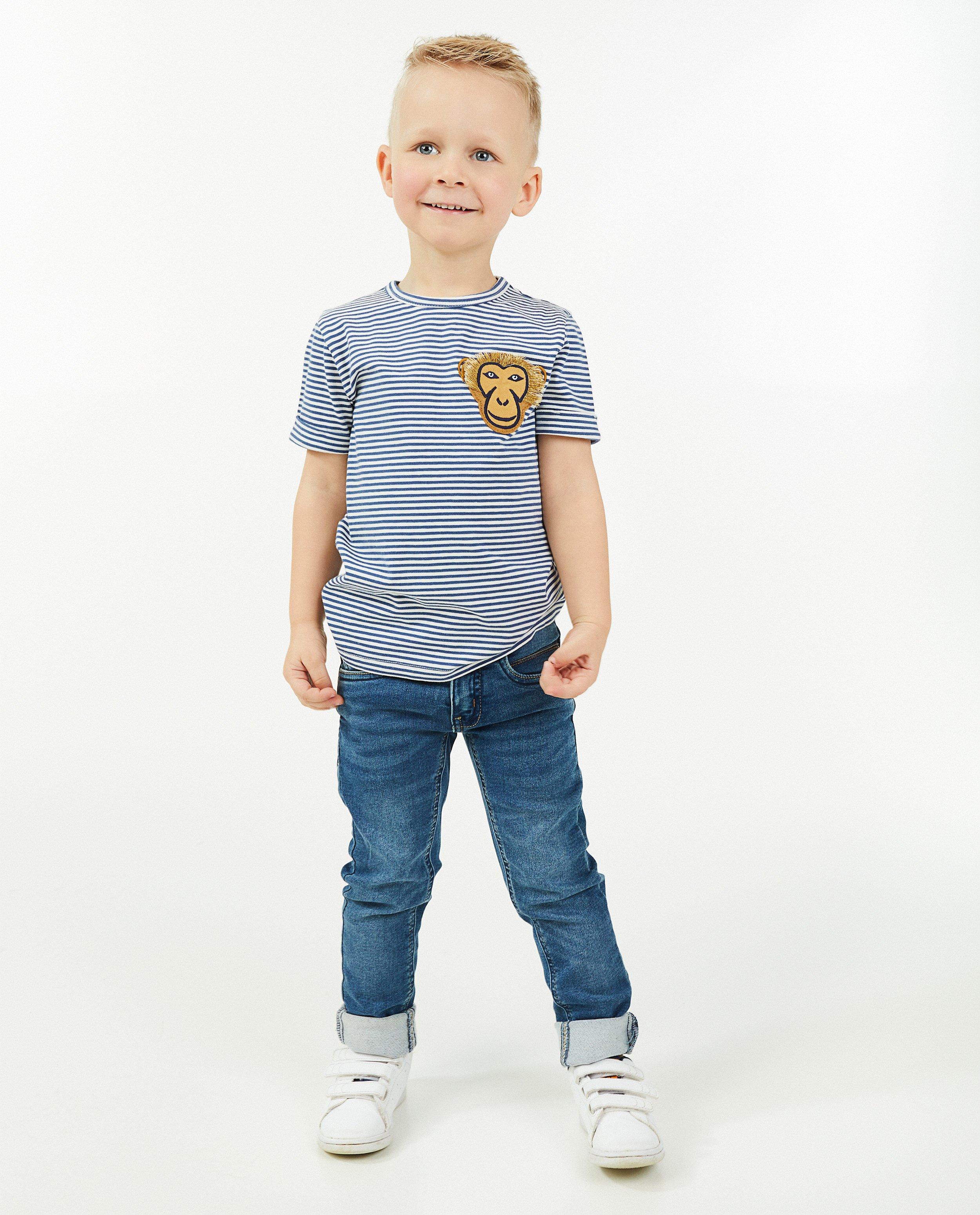 T-shirt rayé avec un singe - null - Fish & Chips