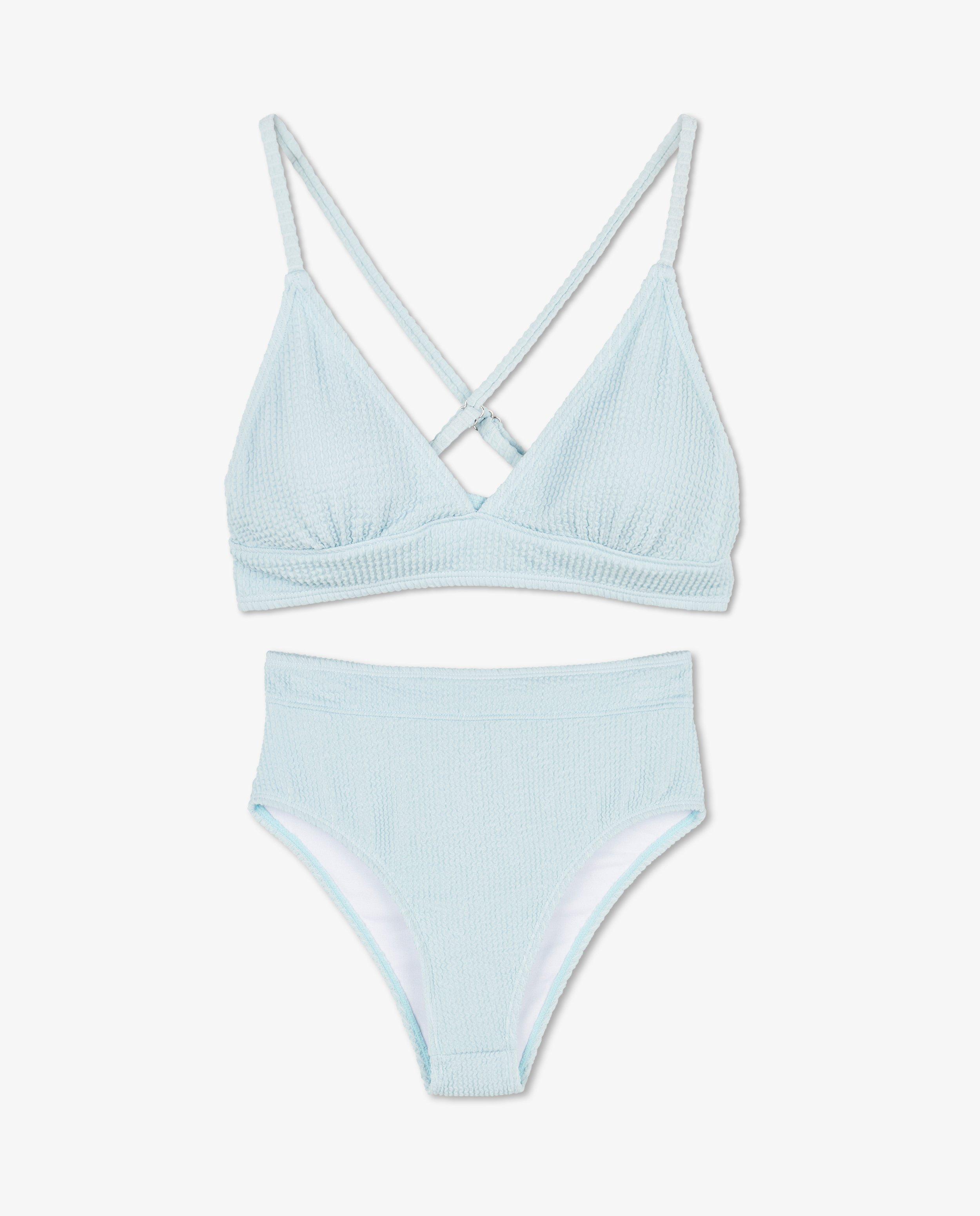 Blauwe bikini met reliëf