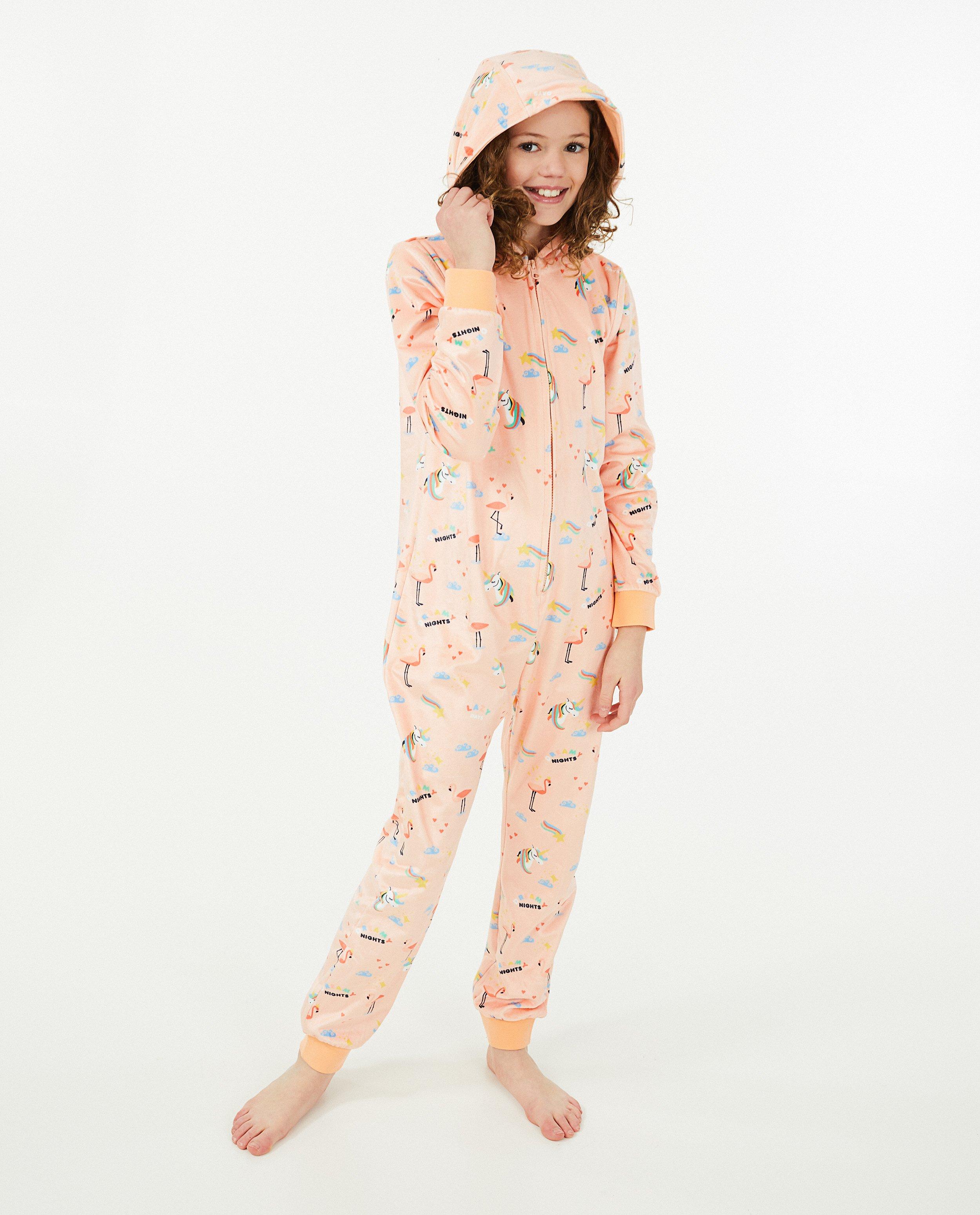 Nachtkleding - Oranje onesie met print