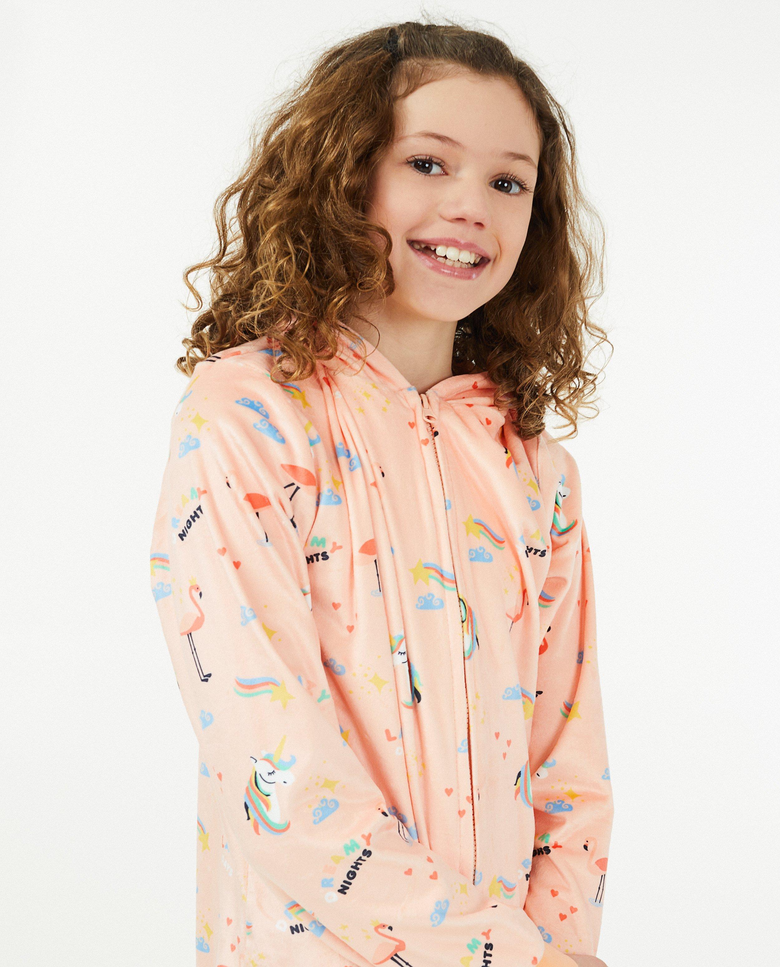 Nachtkleding - Oranje onesie met print