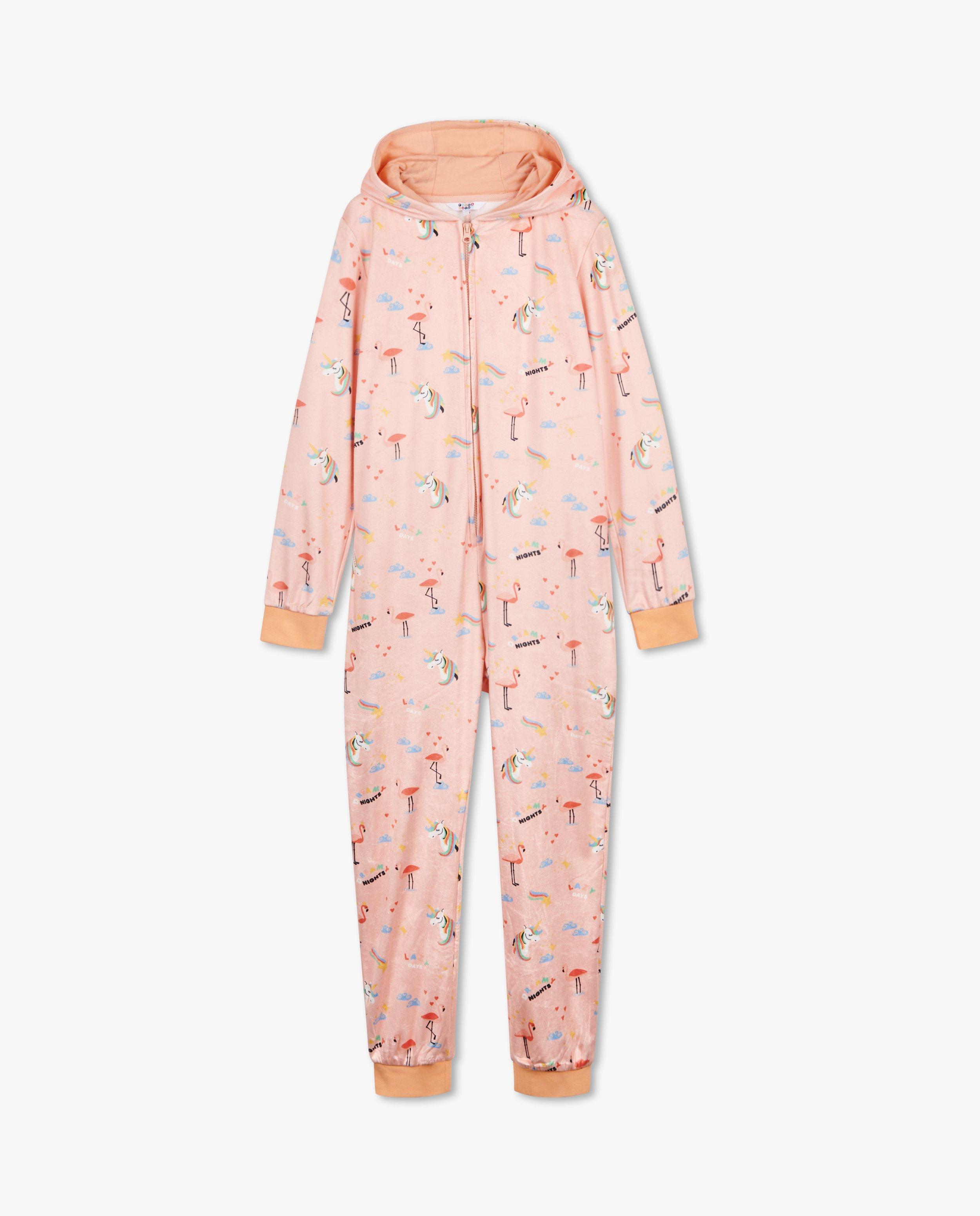 Nachtkleding - Oranje onesie met print