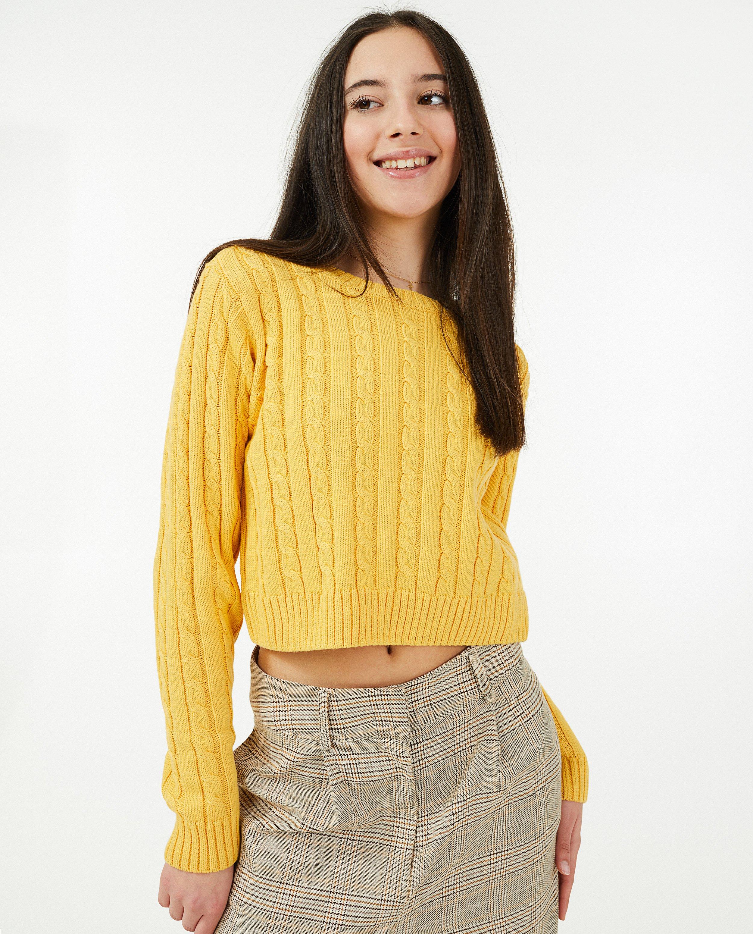 Gele trui met kabelpatroon - Product Detail - lichtgeel - afbeelding nummer 2