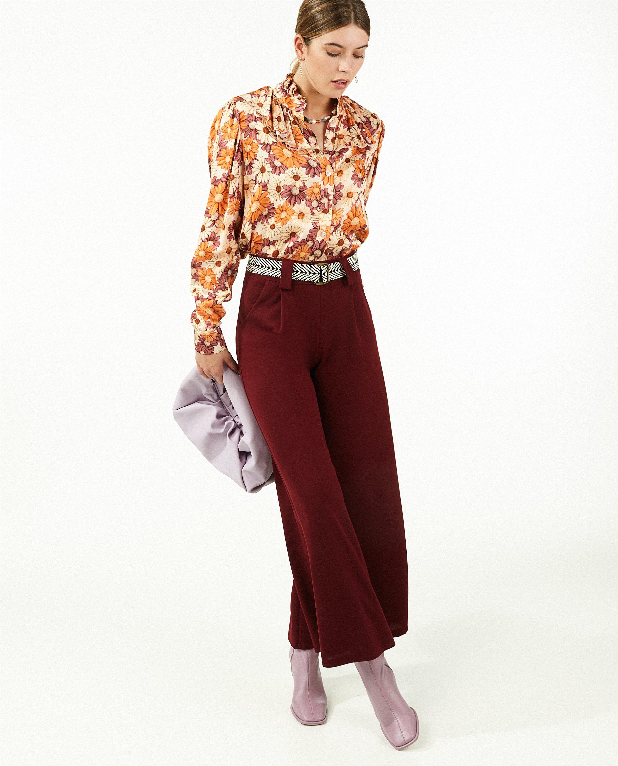 Bordeaux broek met riem Ella Italia - null - Ella Italia