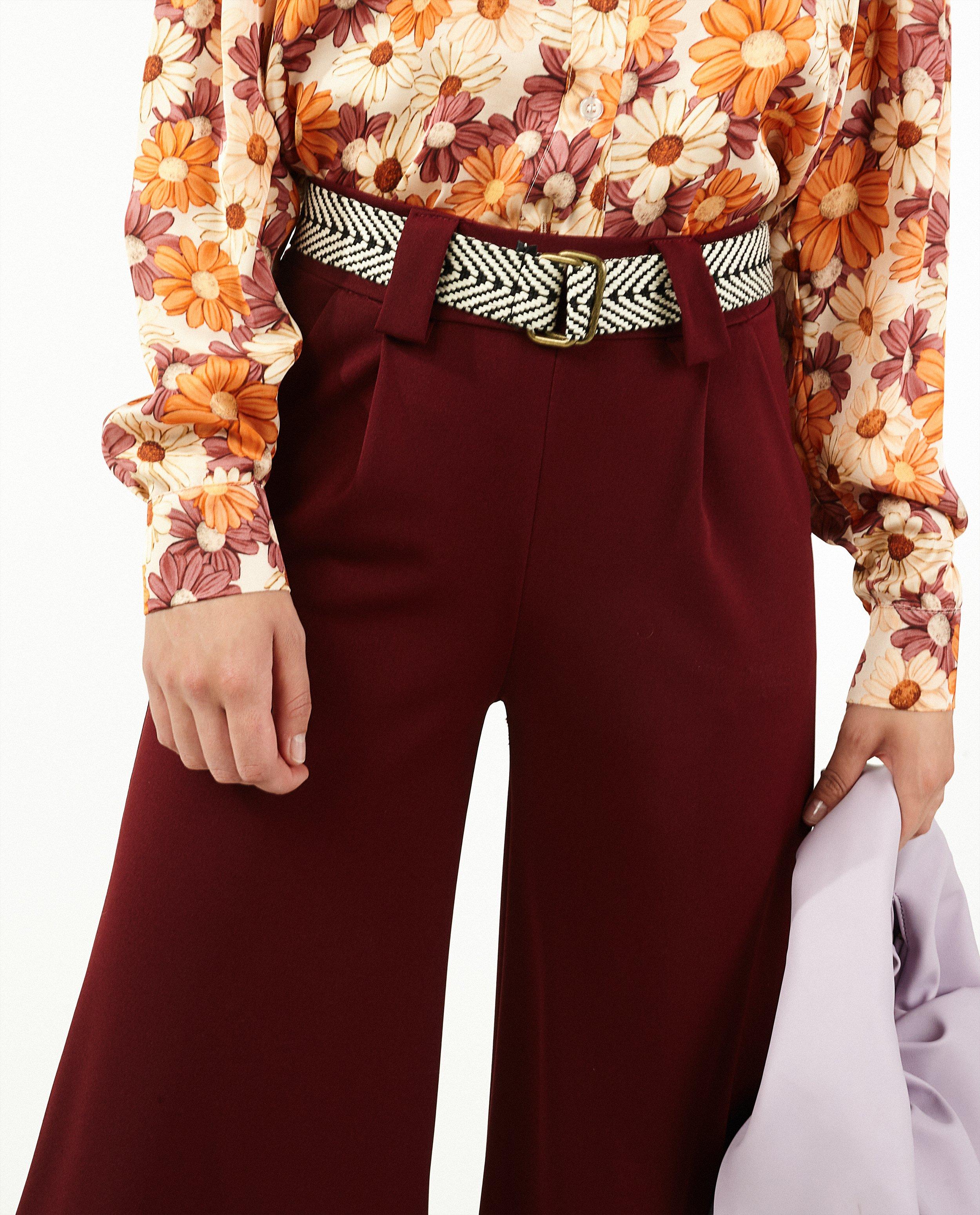 Broeken - Bordeaux broek met riem Ella Italia