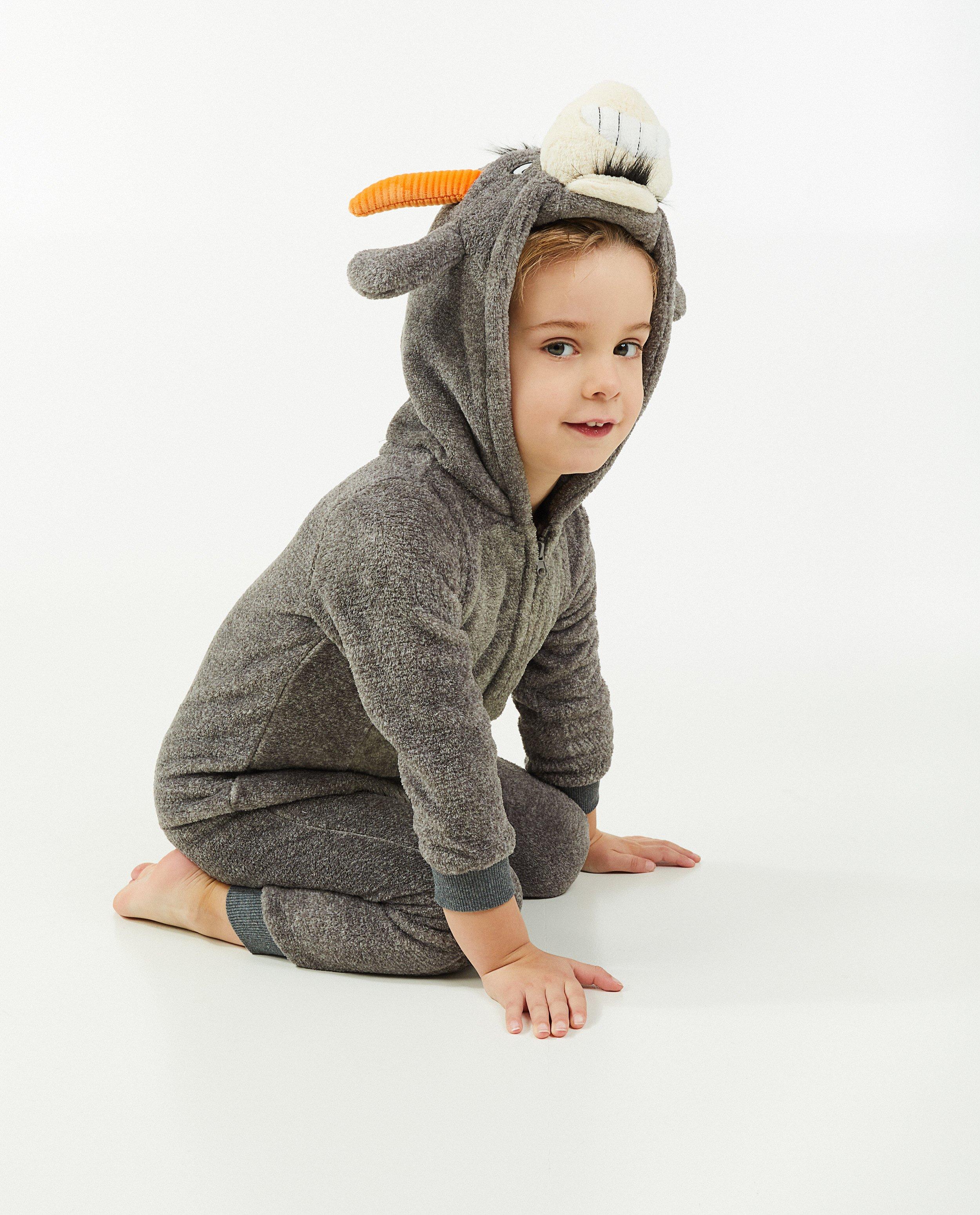 Nachtkleding - Grijze dierenonesie, 2-7 jaar