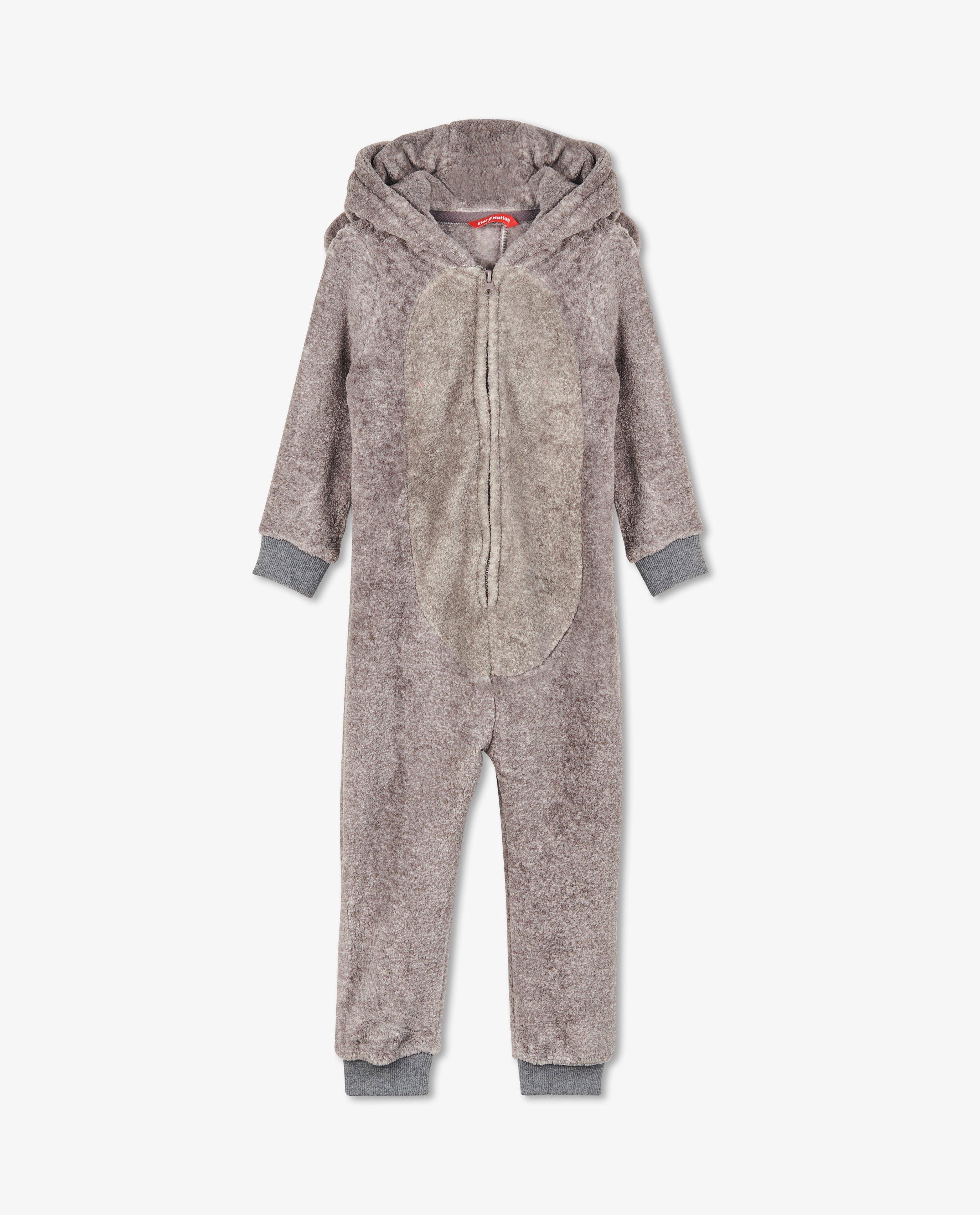 Nachtkleding - Grijze dierenonesie, 2-7 jaar