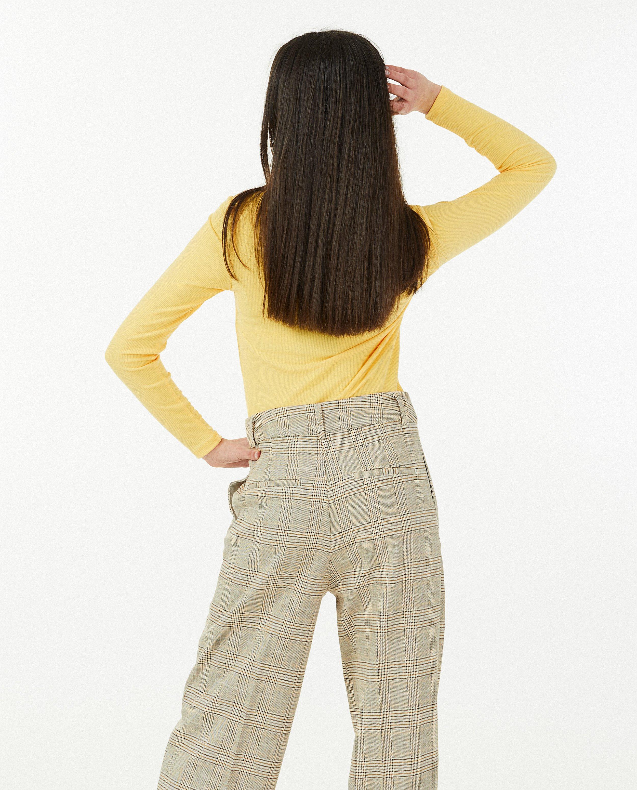 T-shirts - Gele longsleeve met rib