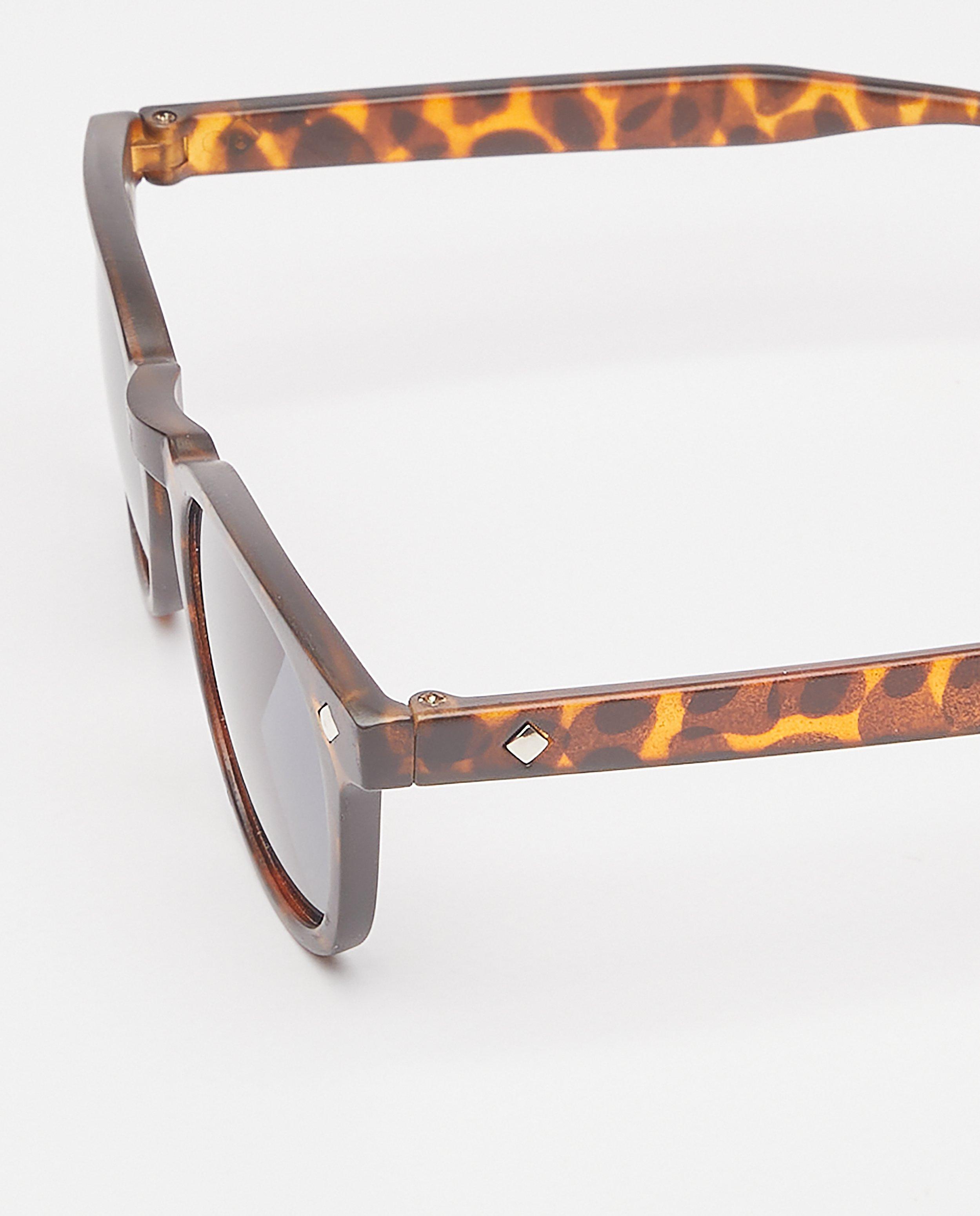 Lunettes de soleil - Lunettes de soleil brun foncé à imprimé léopard