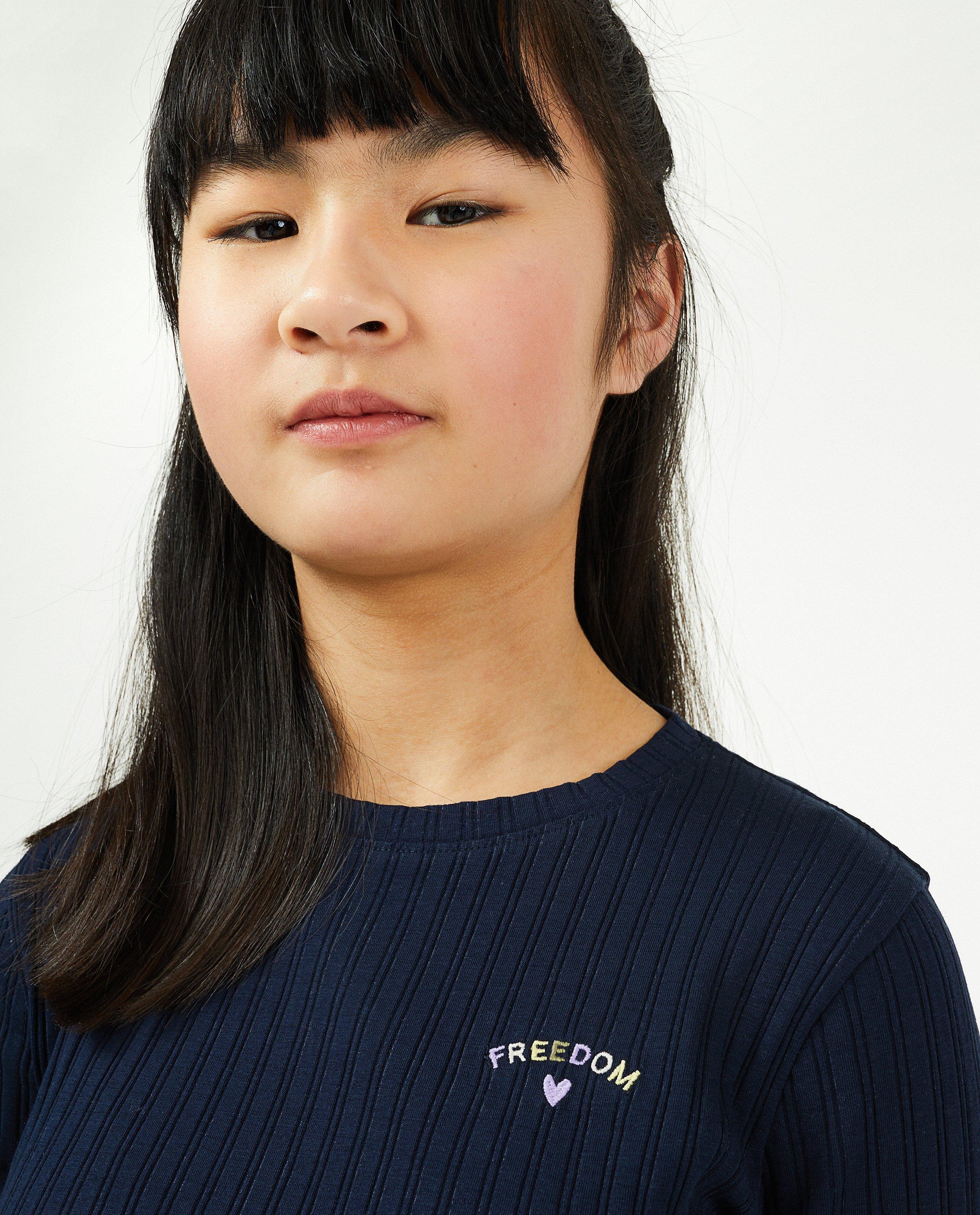 T-shirts - Blauwe longsleeve met rib