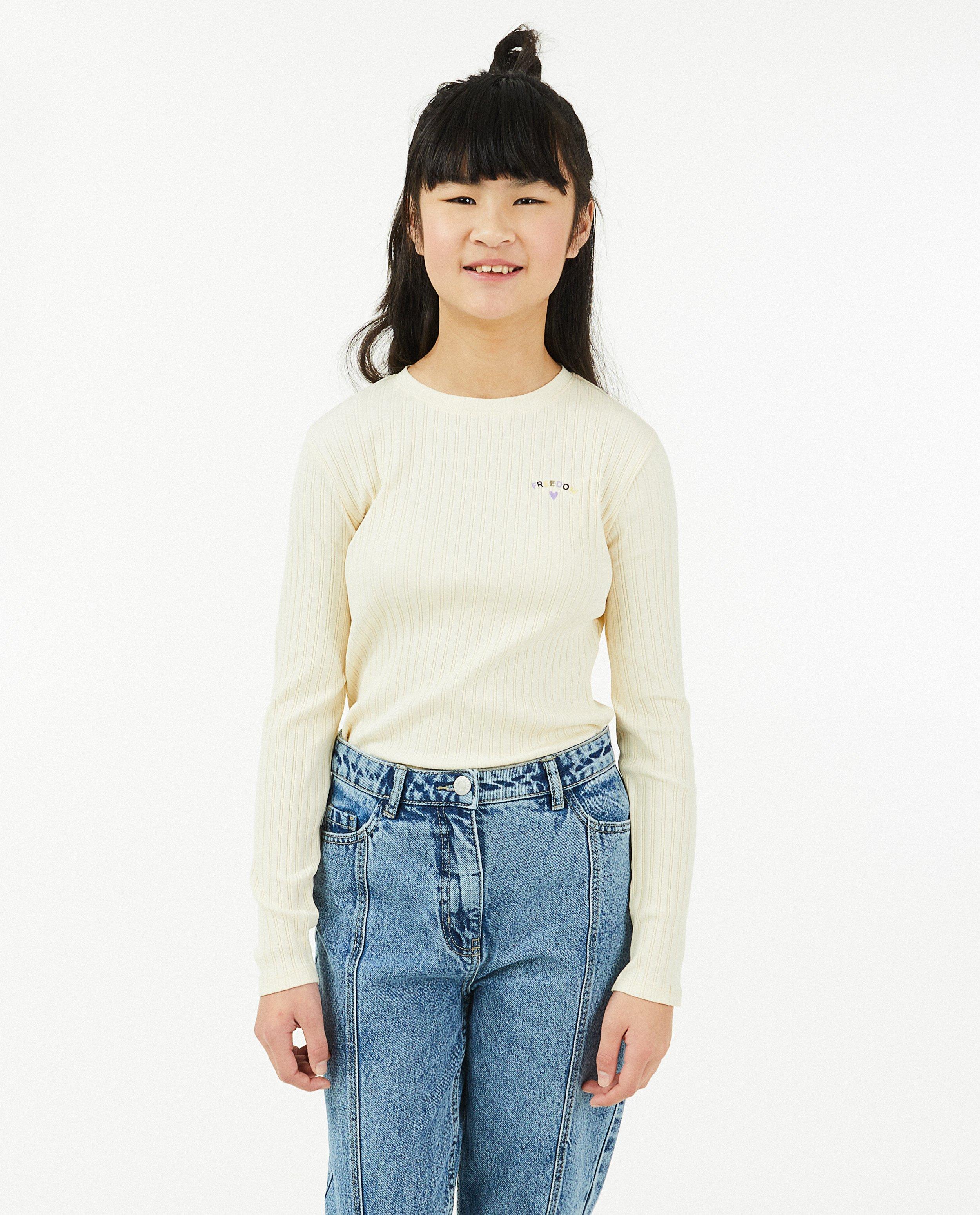T-shirts - Blauwe longsleeve met rib