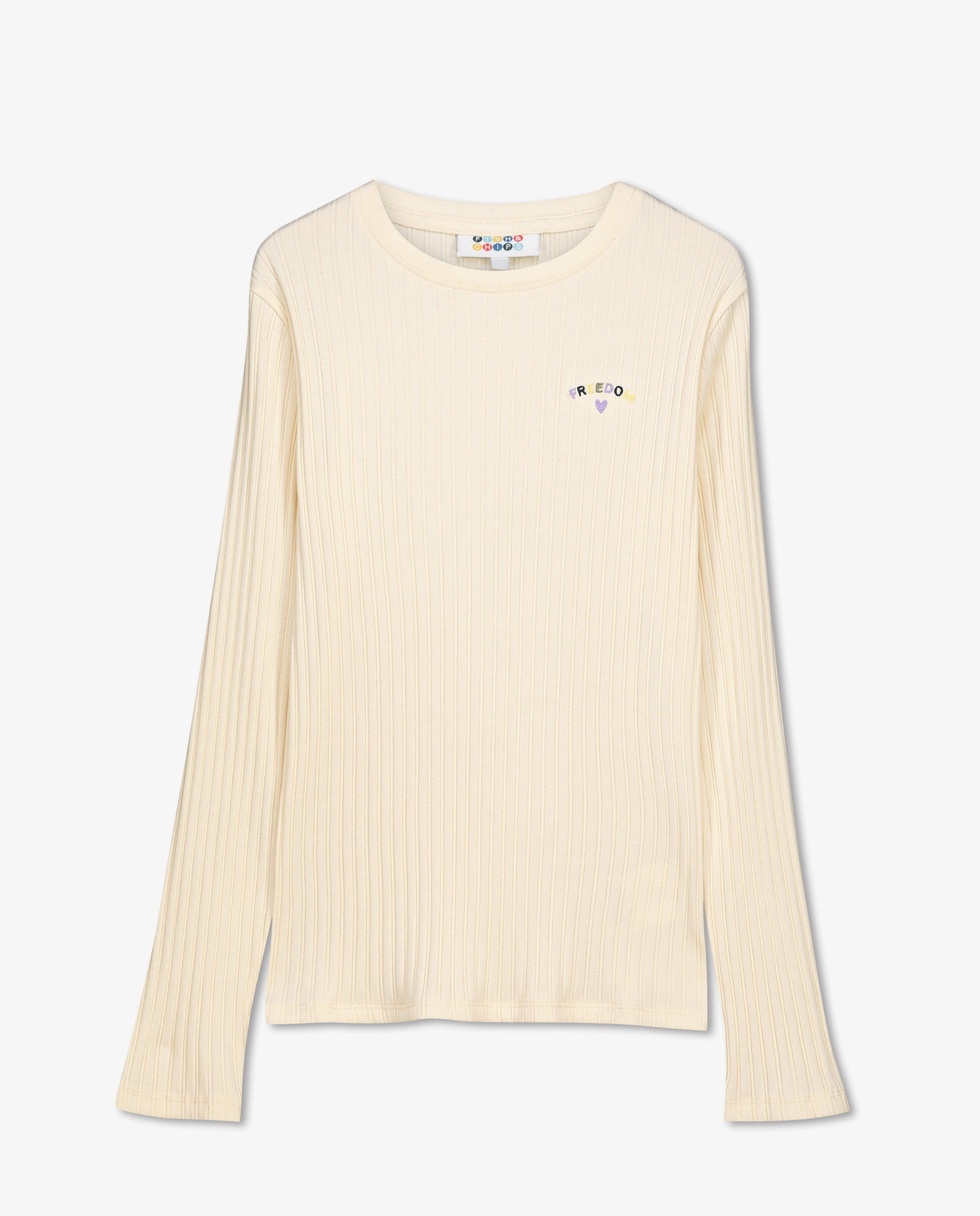 T-shirts - Blauwe longsleeve met rib