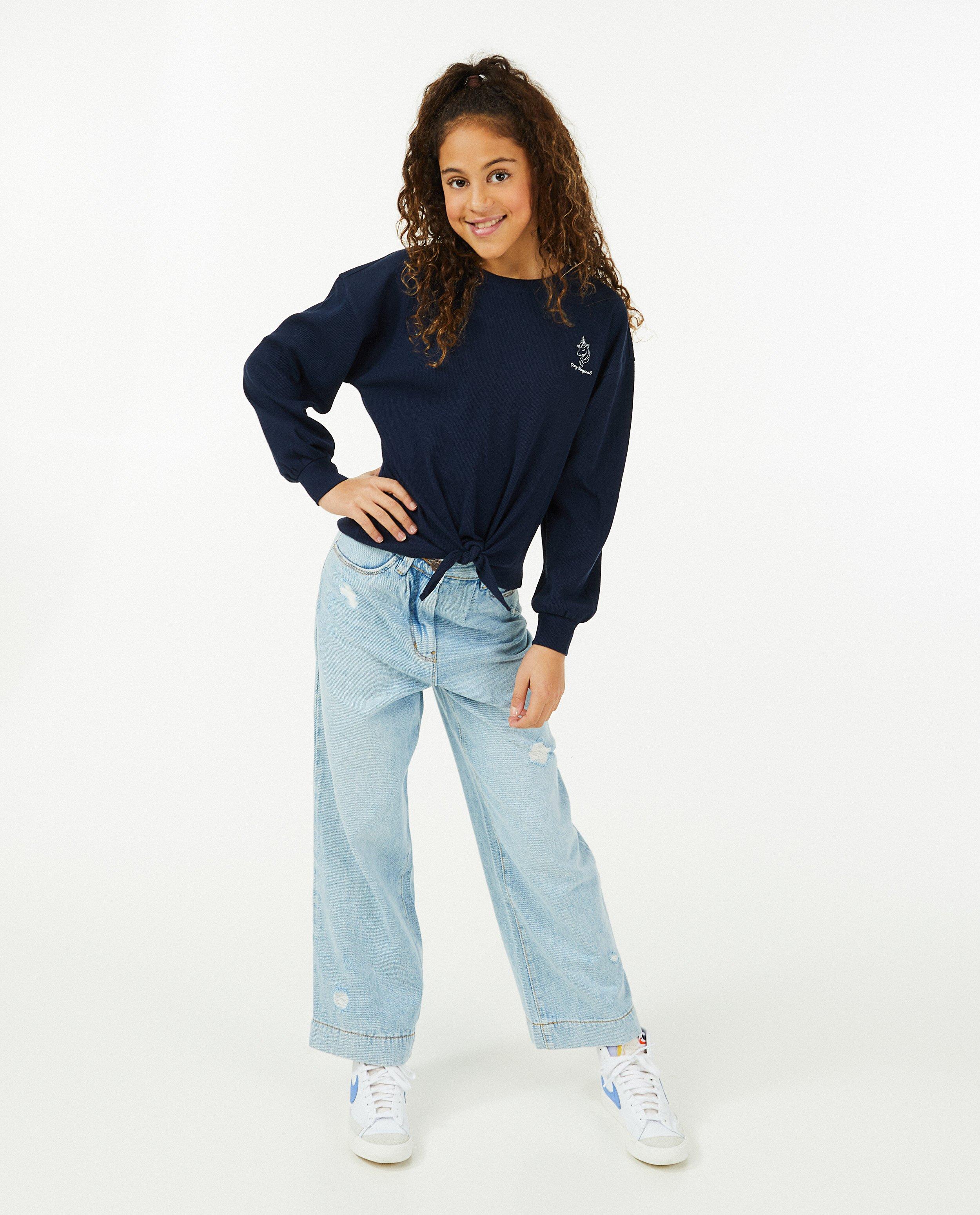 Blauwe sweater met knoopdetail - null - Besties