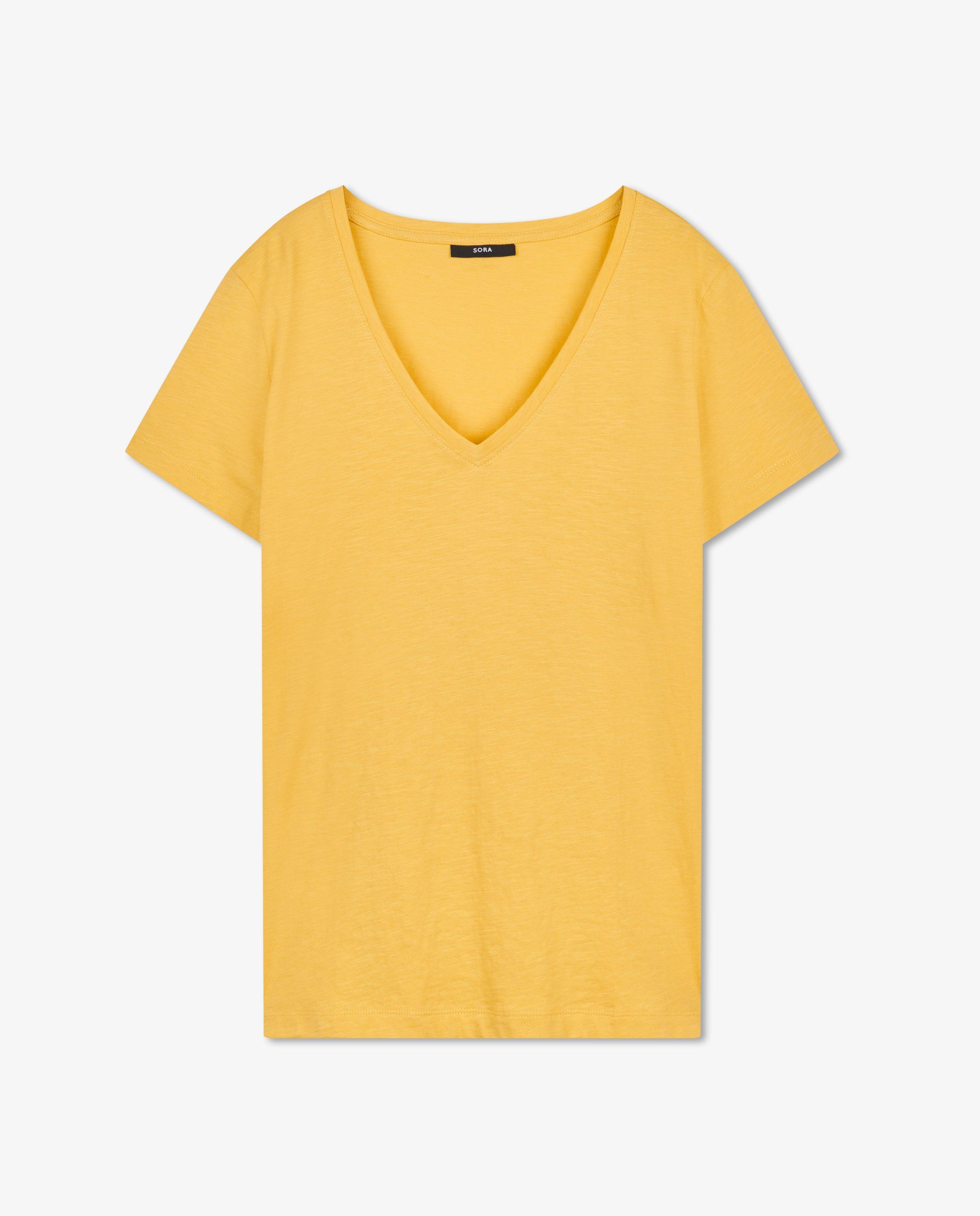 T-shirts - Geel T-shirt met V-hals Sora