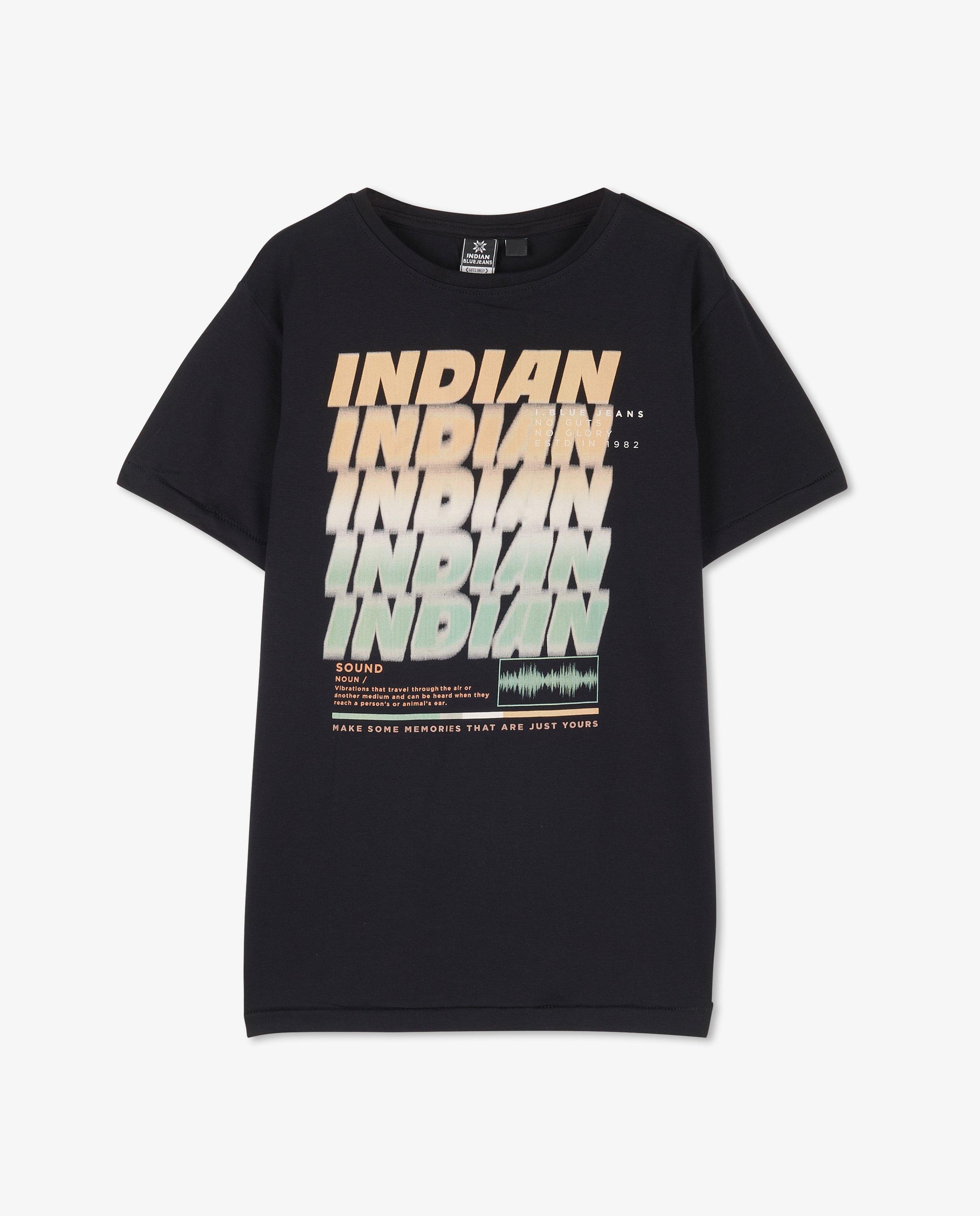 T-shirt noir à imprimé - null - Indian Blue Jeans