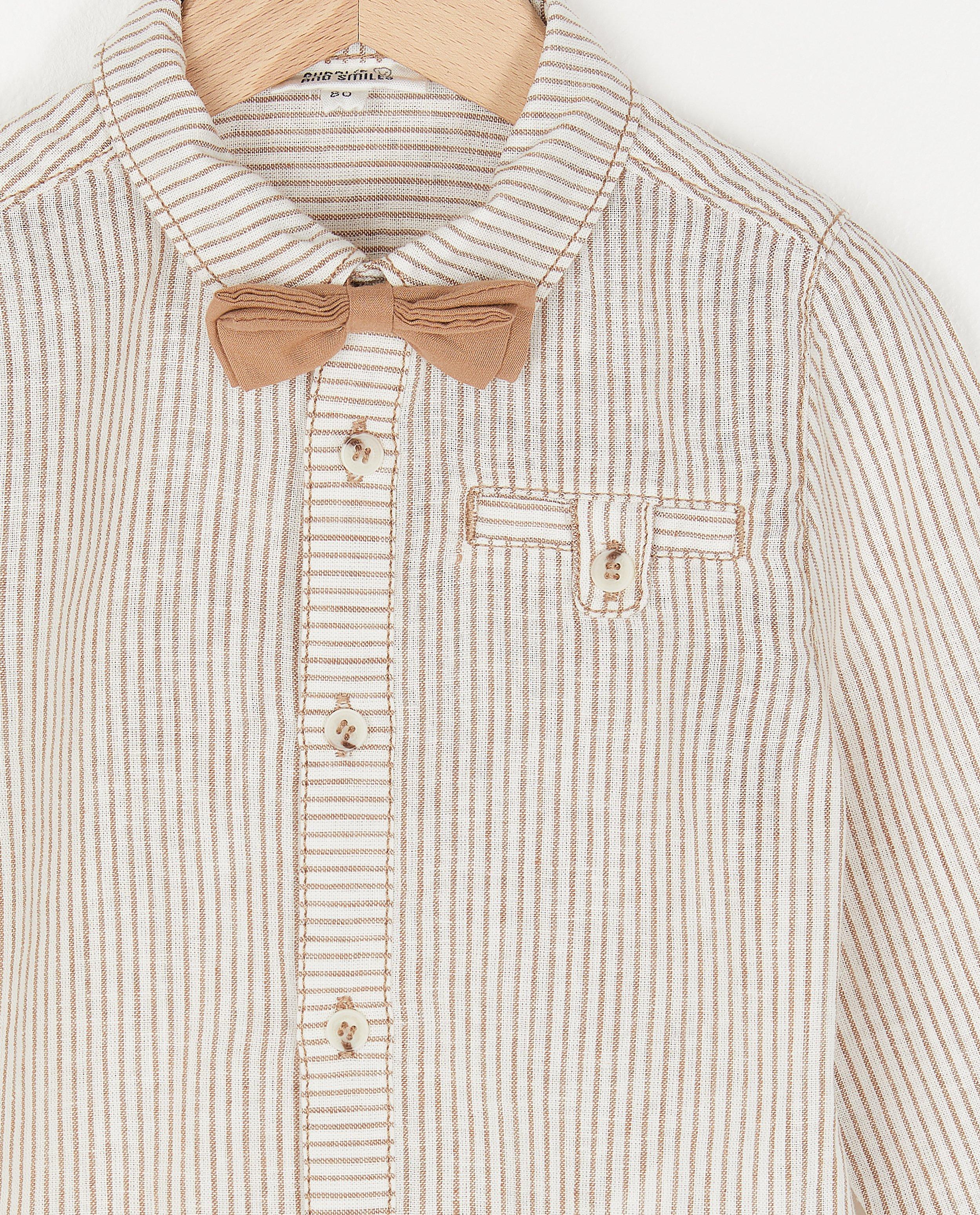 Chemises - Chemise en lin avec un nœud papillon Fête