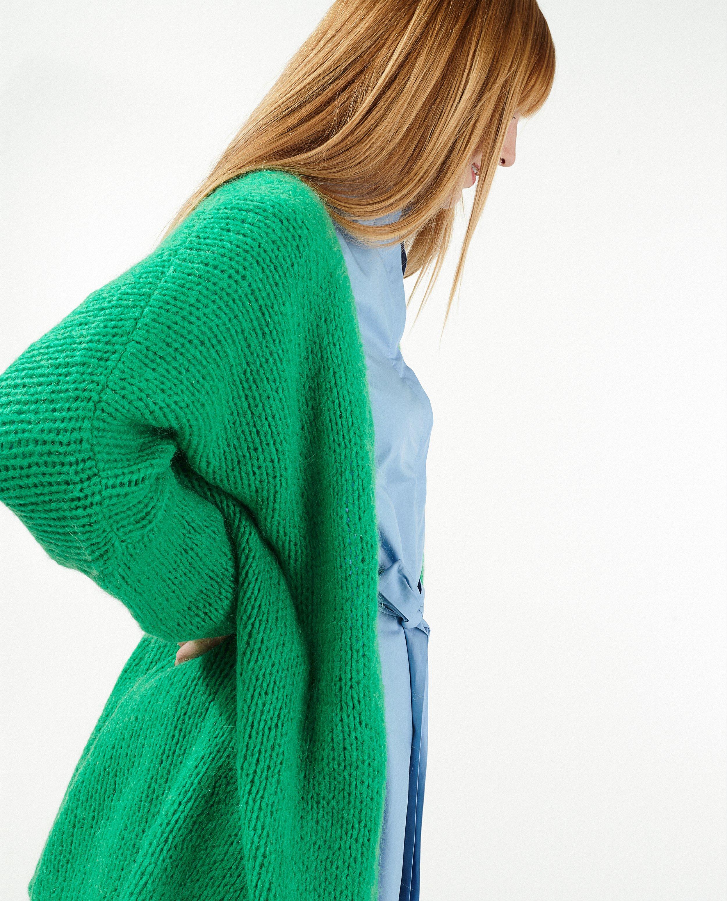 Cardigan vert en tricot - long - Paris