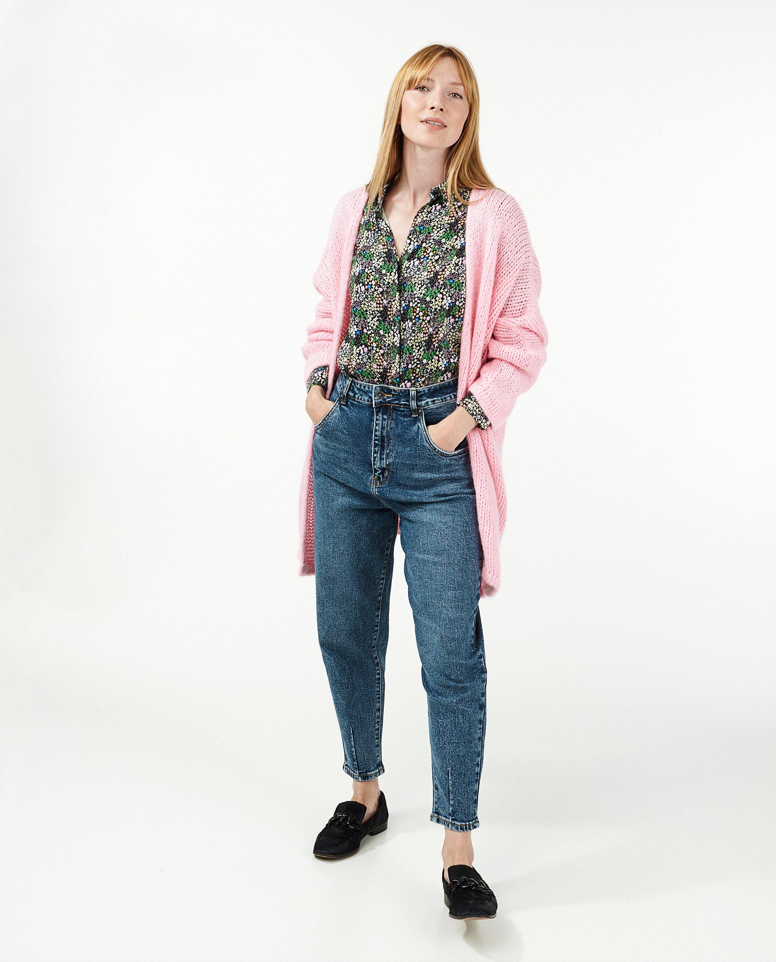 Cardigan rose en tricot - long - Paris