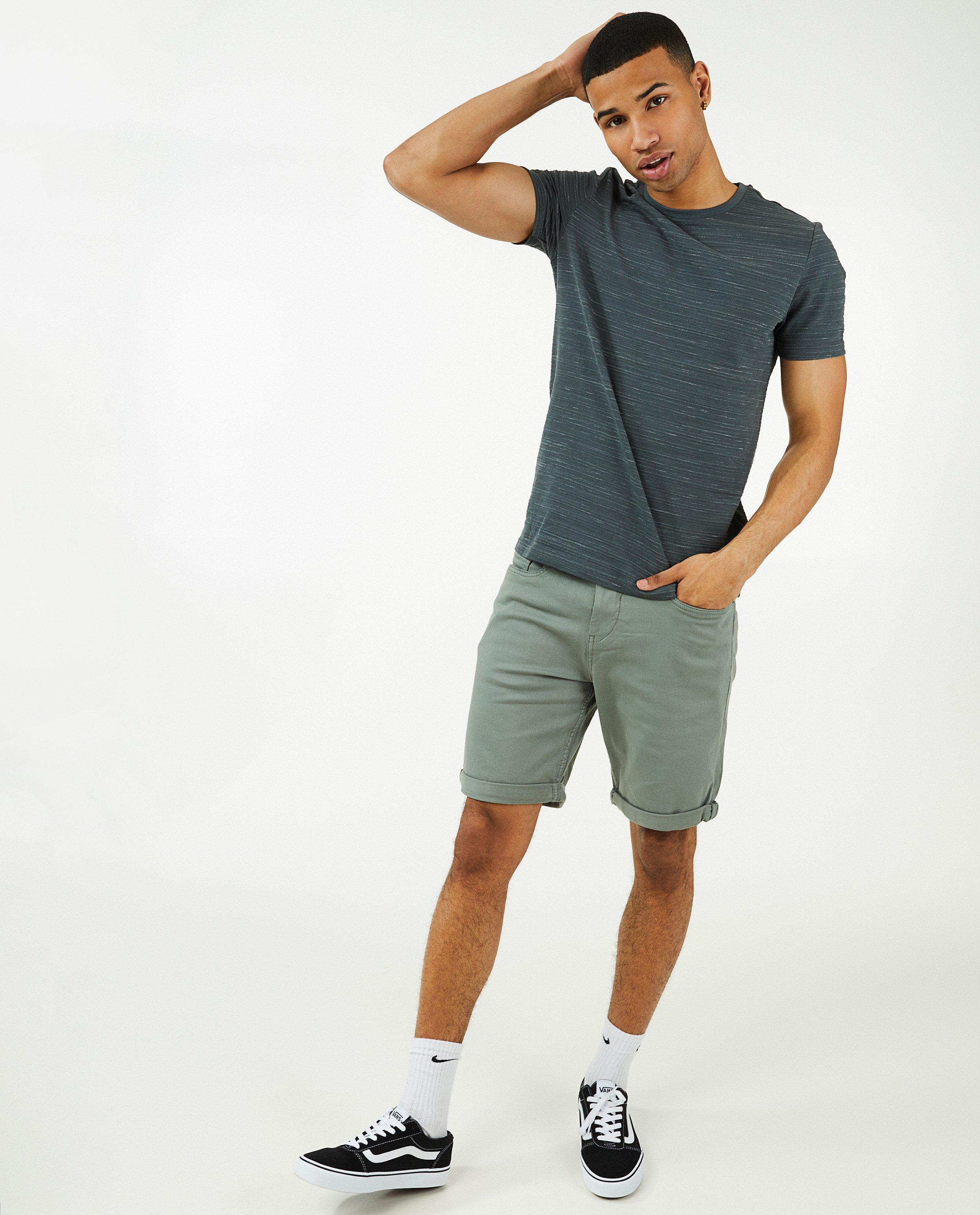 Grijsgroene short met slim fit - null - Quarterback