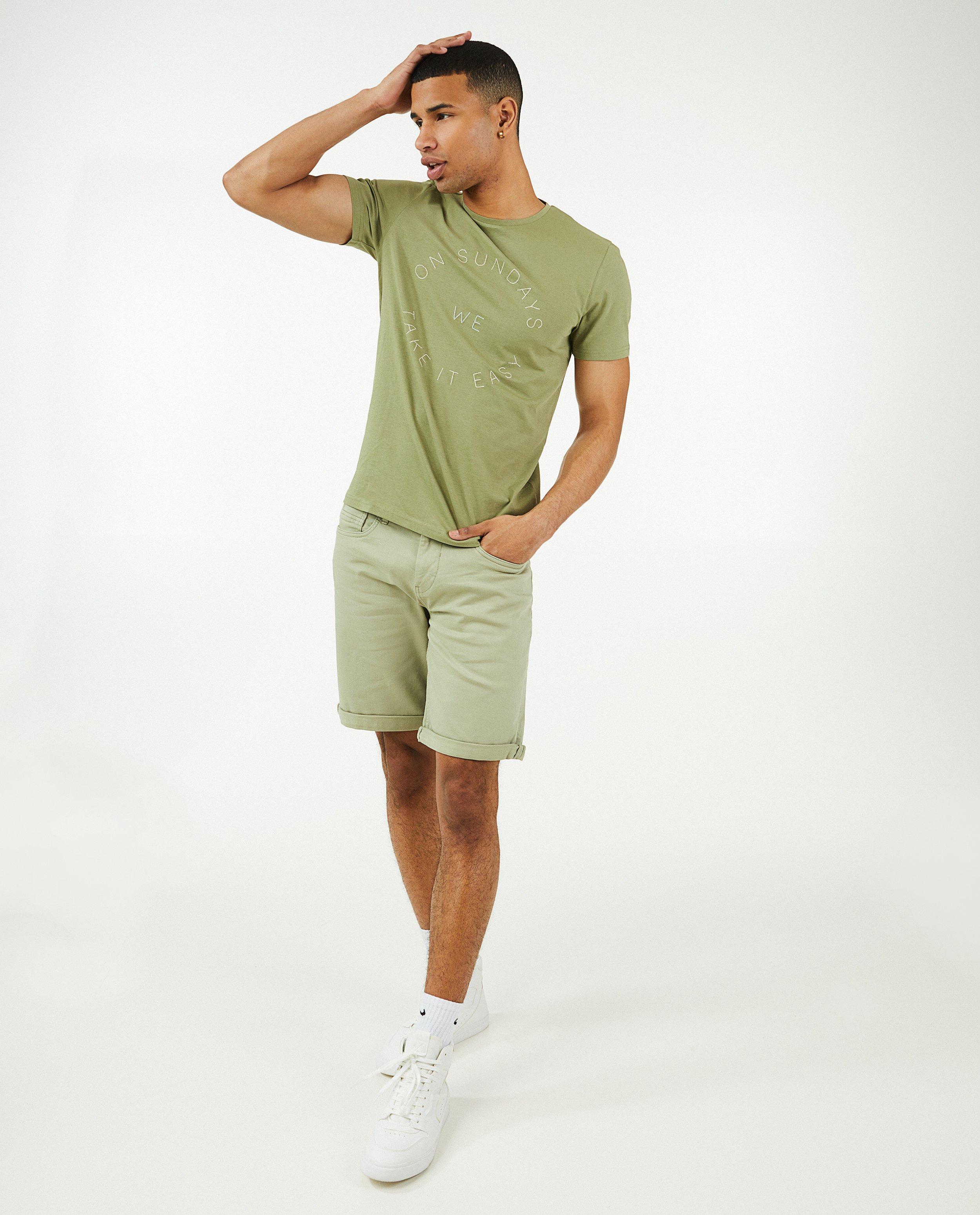 Saliegroene short met slim fit - null - Quarterback