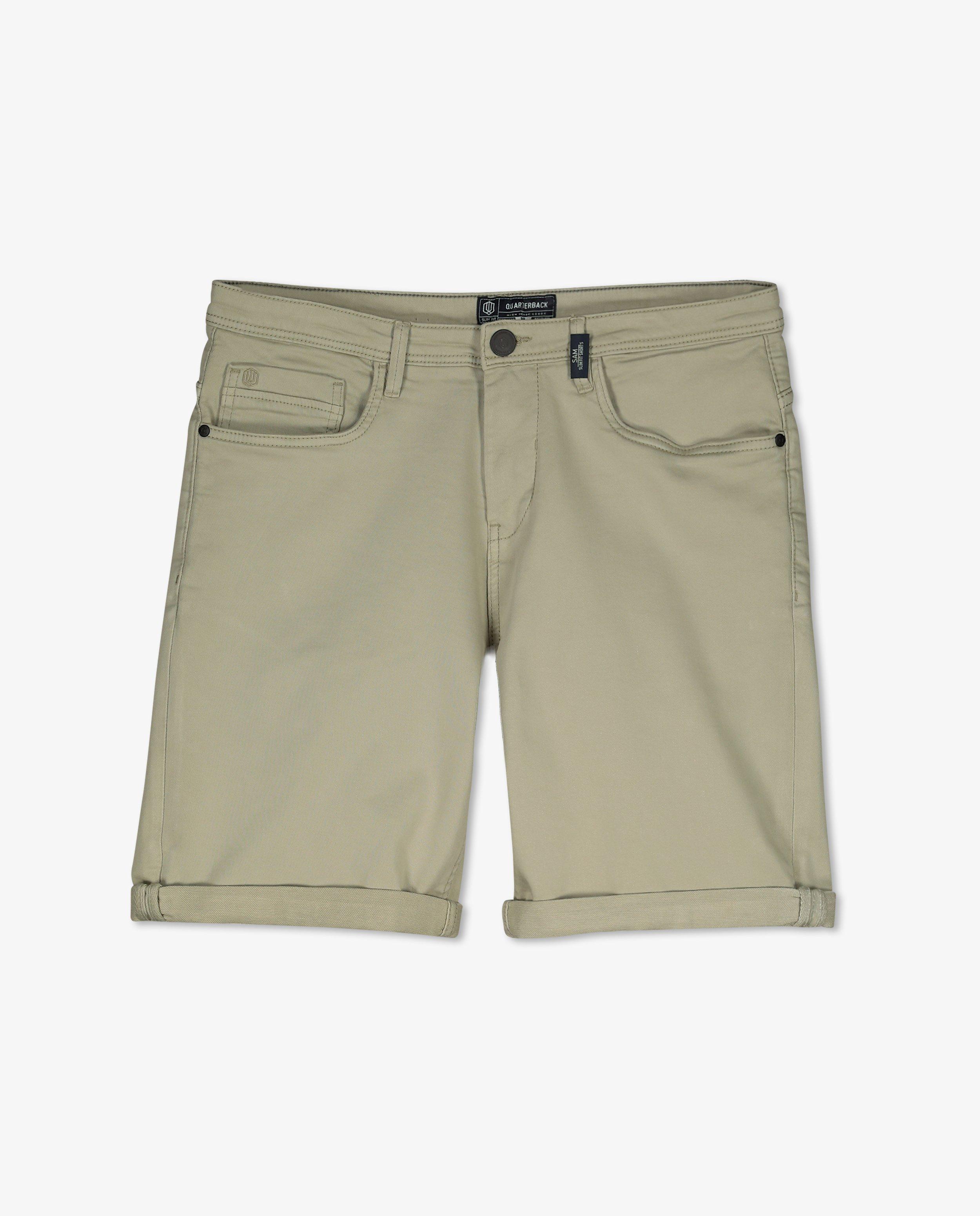 Shorten - Saliegroene short met slim fit