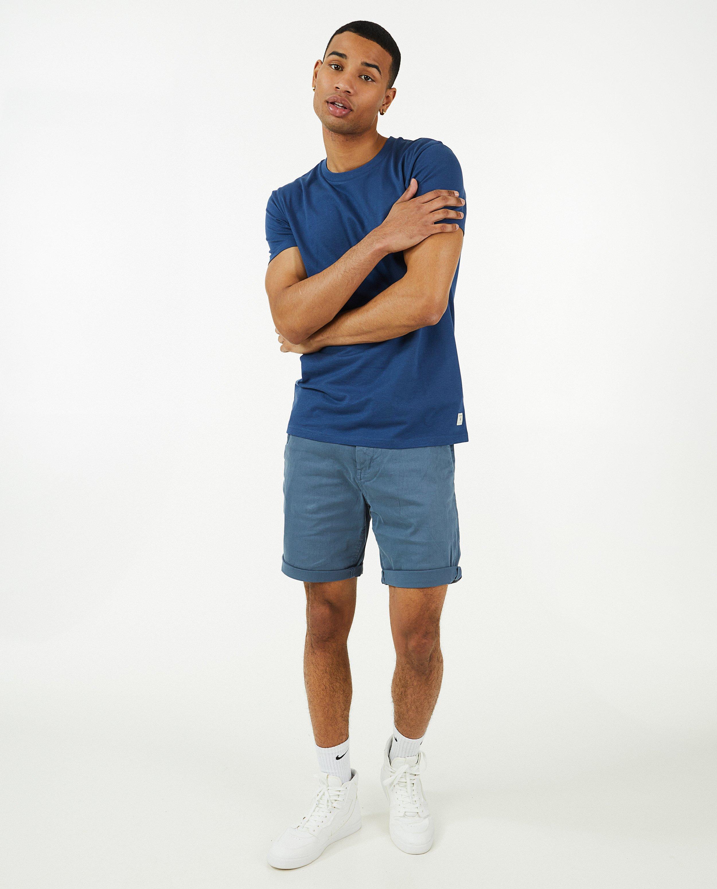 Blauwe short met gevlochten riem - null - Quarterback