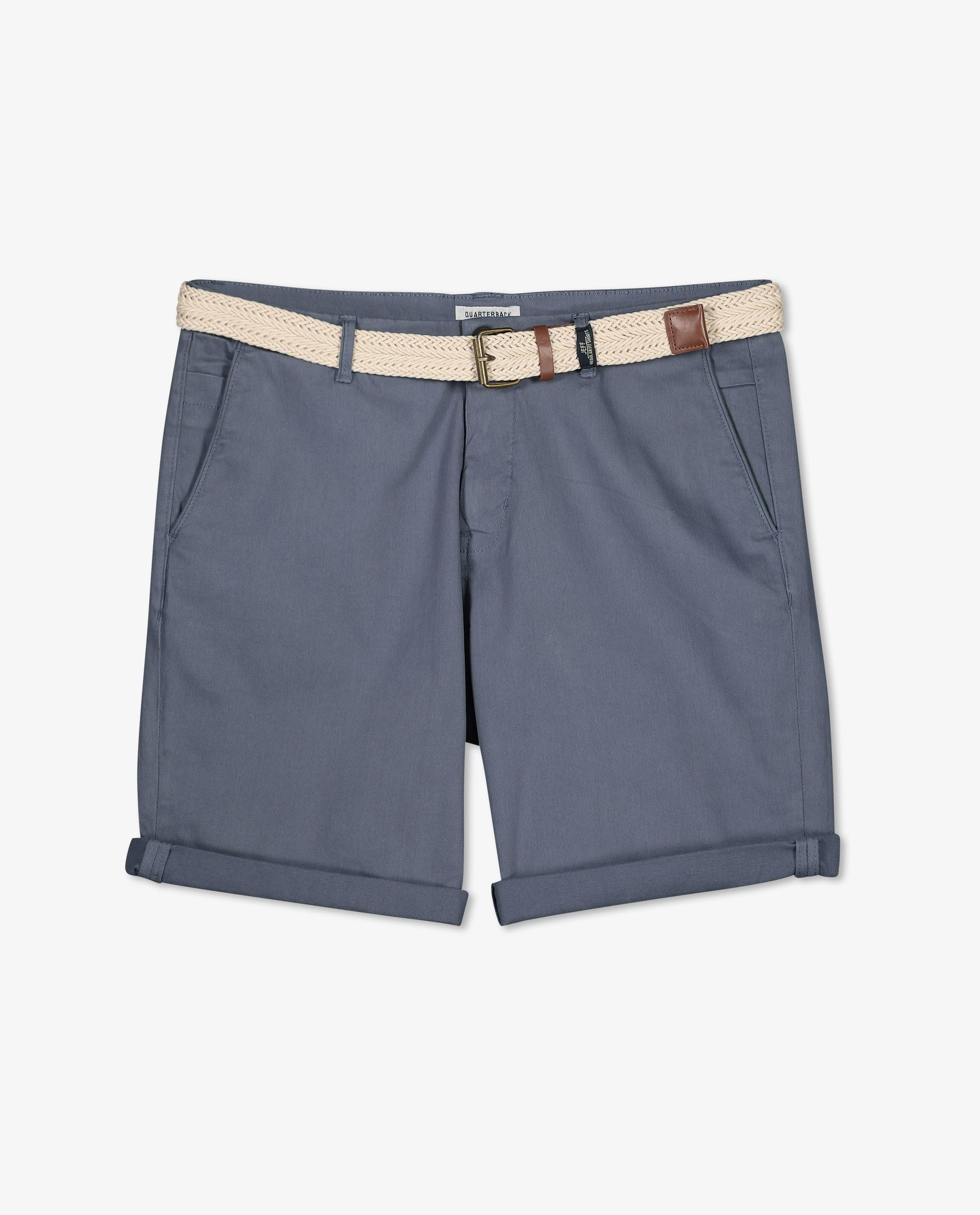 Shorten - Blauwe short met gevlochten riem