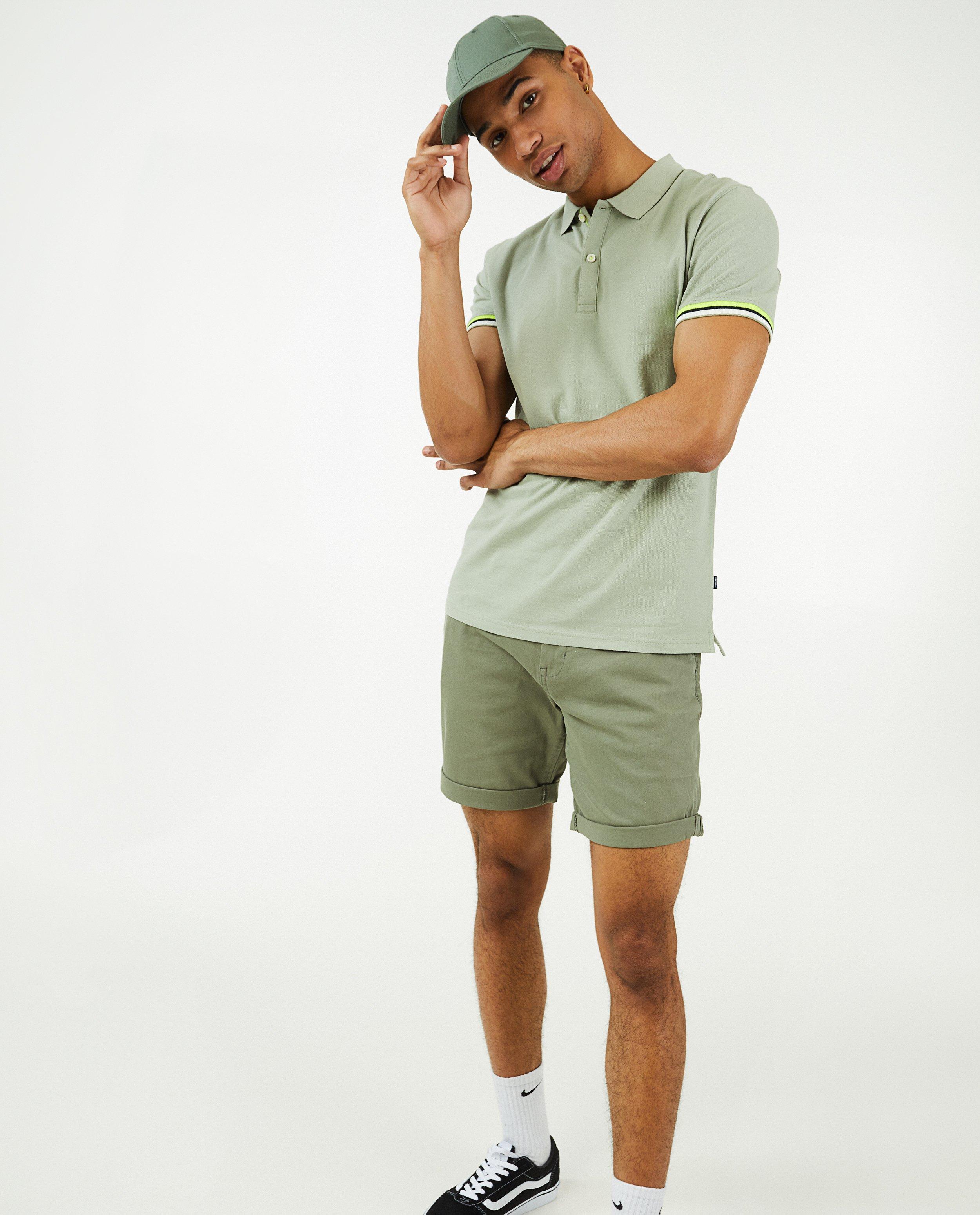 Roodbruine short met gevlochten riem - null - Quarterback